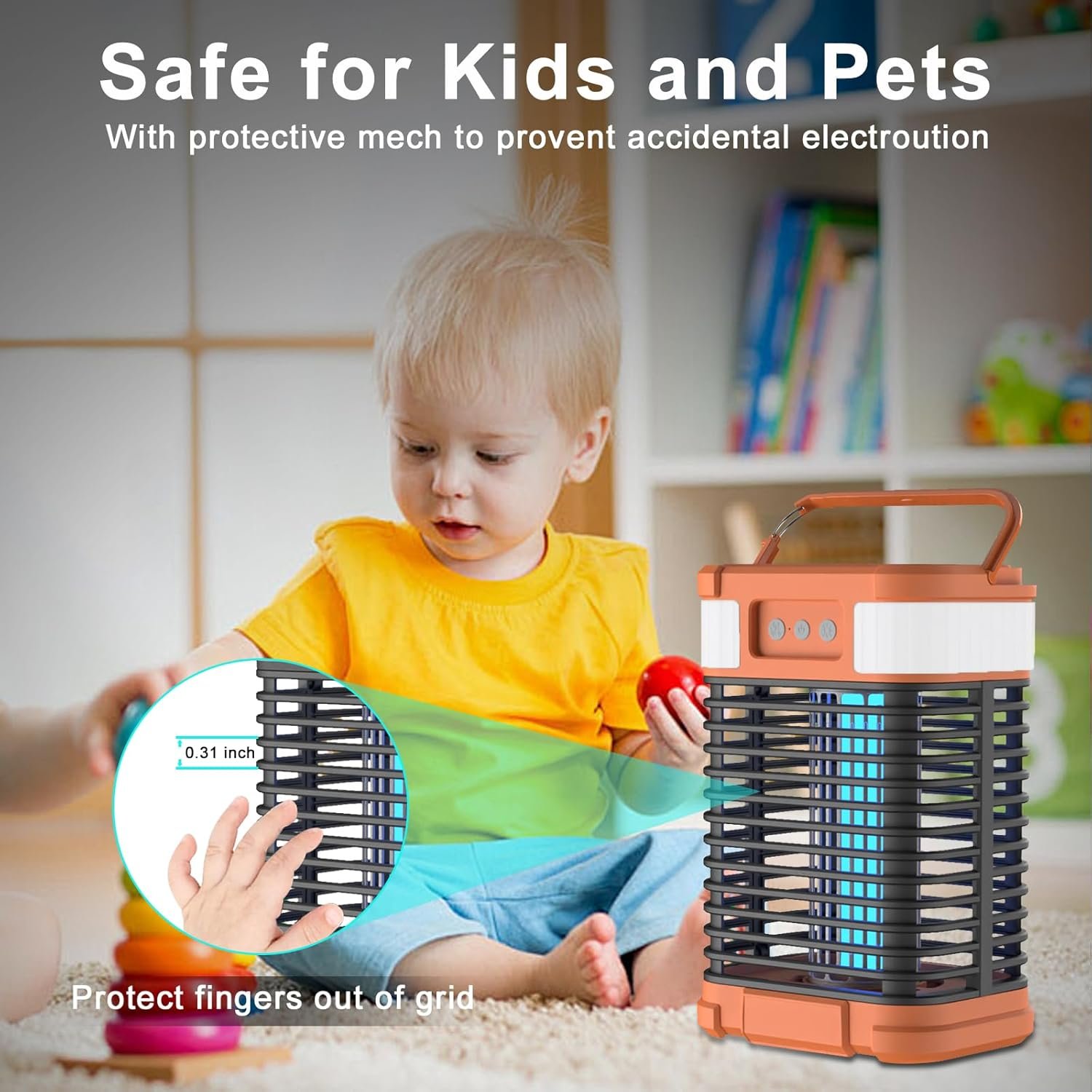 Solar Bug Zapper, 4200V Mosquito Zapper, Cordless & Rechargeable Bug Zapper Outdoor with LED Light, Portable Waterproof Electric Fly Zapper with Hook, for Patio Camping Backyard Garden - Image 6