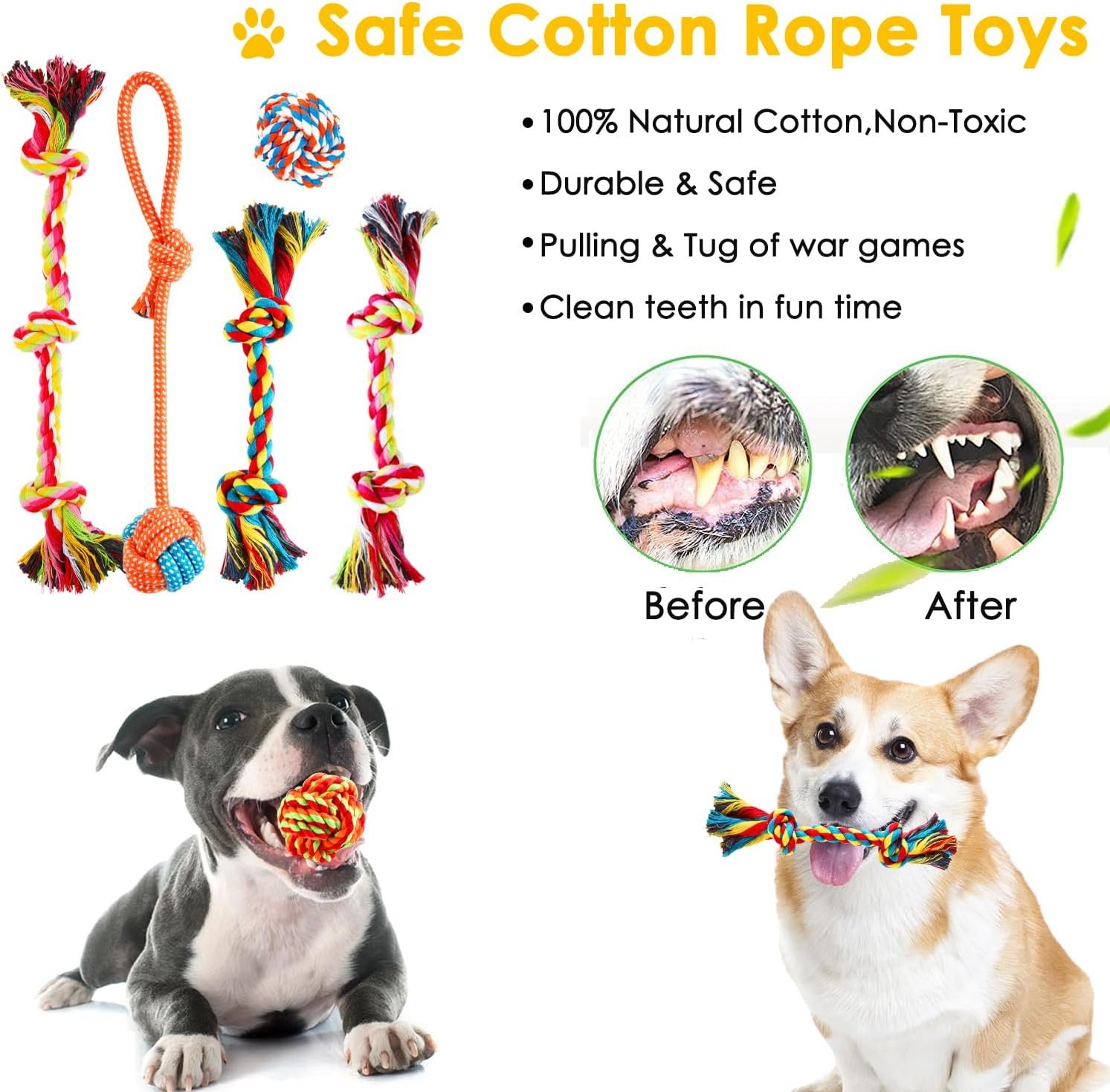 Dog Puppy Toys 25 Pack, Puppy Chew Toys for Fun and Teeth Cleaning, Dog Squeak Toys,Treat Dispenser Ball, Tug of War Toys, Puppy Teething Toys, Dog Rope Toys Pack for Puppy to Small Dogs - Image 6