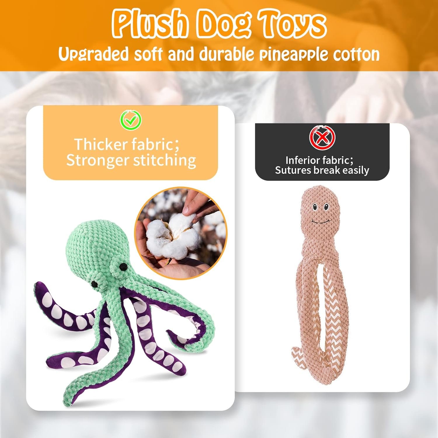 Squeaky Dog Toys for Large Dogs: Plush Dog Toys with Soft Fabric - Pet Toys for Small, Medium, and Large Dogs - Puppy Toys to Keep Them Busy - Image 9