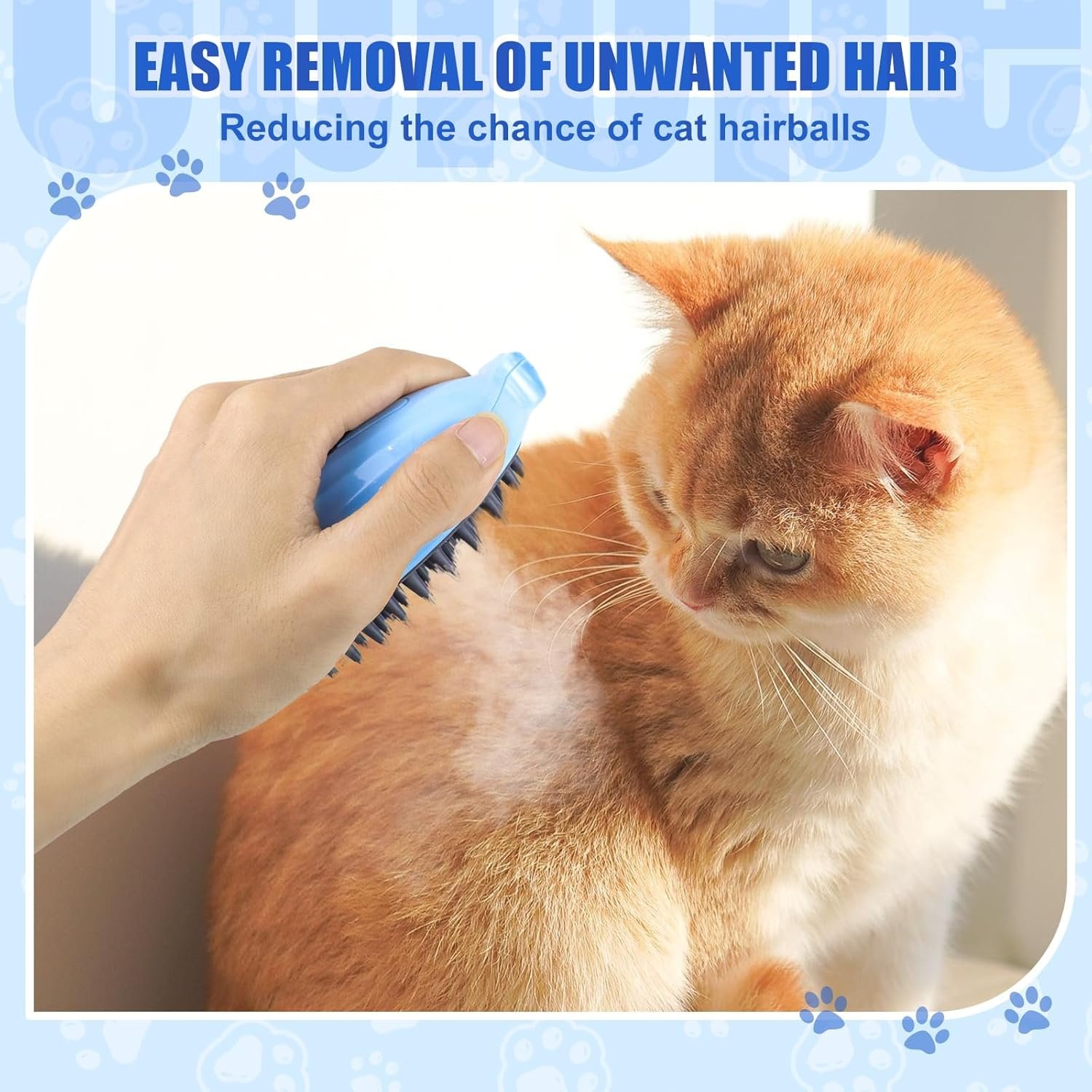 Cat Steam Brush for Shedding, 3 in 1 Steam Cat Brush, Steam Brush for Cats and Dogs, Pet Steam Brush Hair Cleaning Water Steamy Brush, SPA Grooming Brush (Whales Blue) - Image 3
