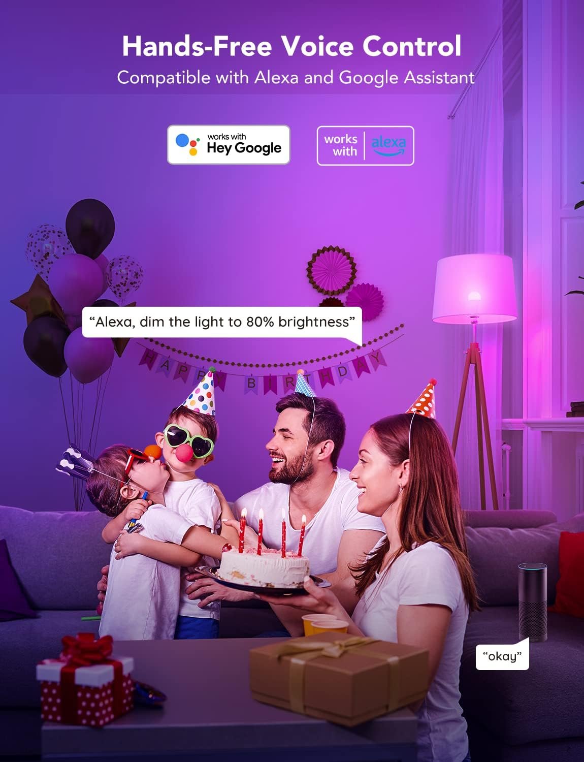 Govee Smart Light Bulbs, WiFi & Bluetooth Color Changing Light Bulbs, Music Sync, 16 Million DIY Colors RGBWW Color Lights Bulb, Work with Alexa, Google Assistant Home App, 800 Lumen, 2 Pack - Image 3