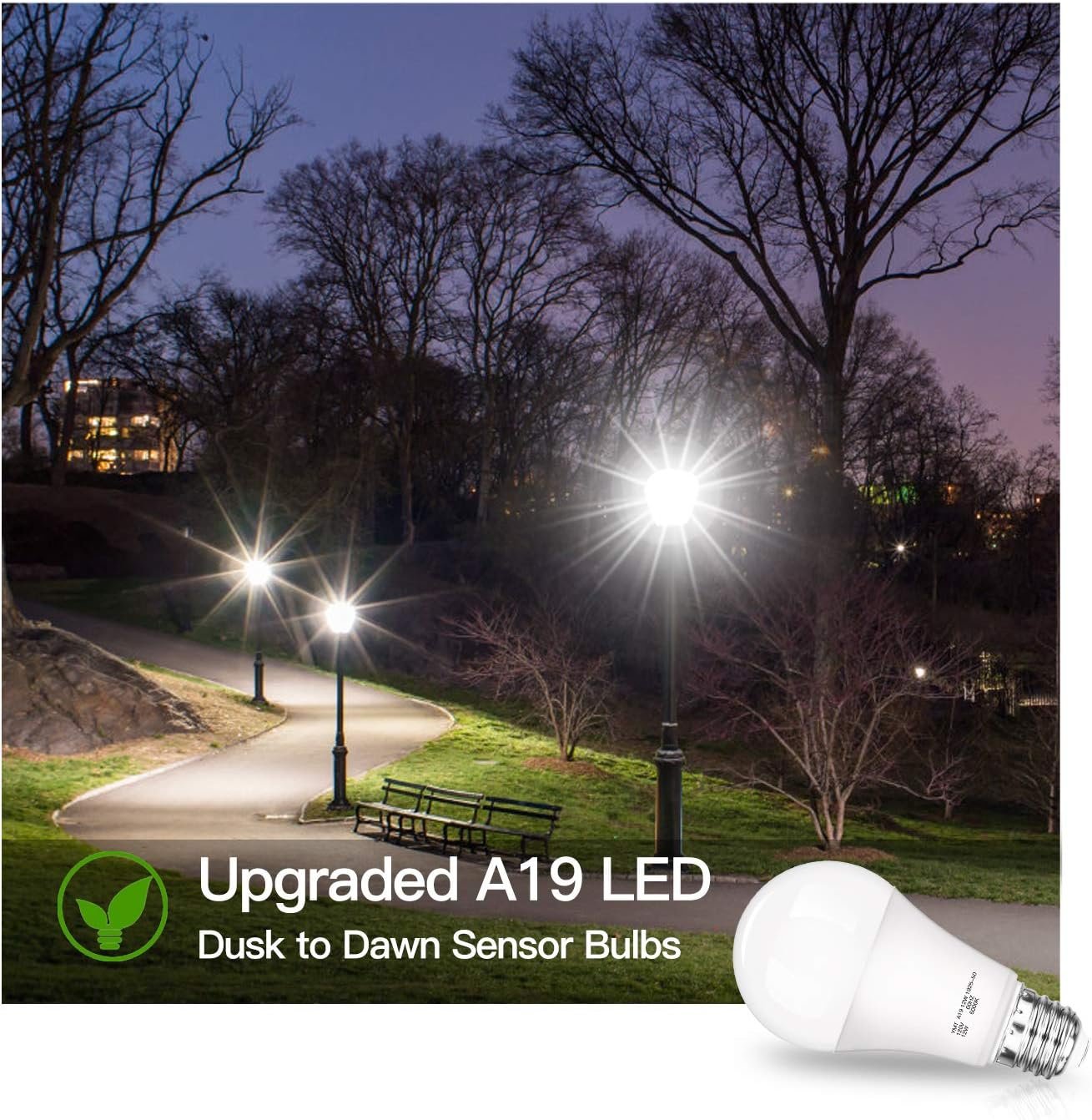 SHINE HAI Dusk to Dawn Light Sensor Bulbs, A19 12W(100 Watt Equivalent) LED Light Bulbs, 1200 LM, E26 Base, Daylight White 5000K Outdoor Bulbs for Porch, 4-Pack - Image 5