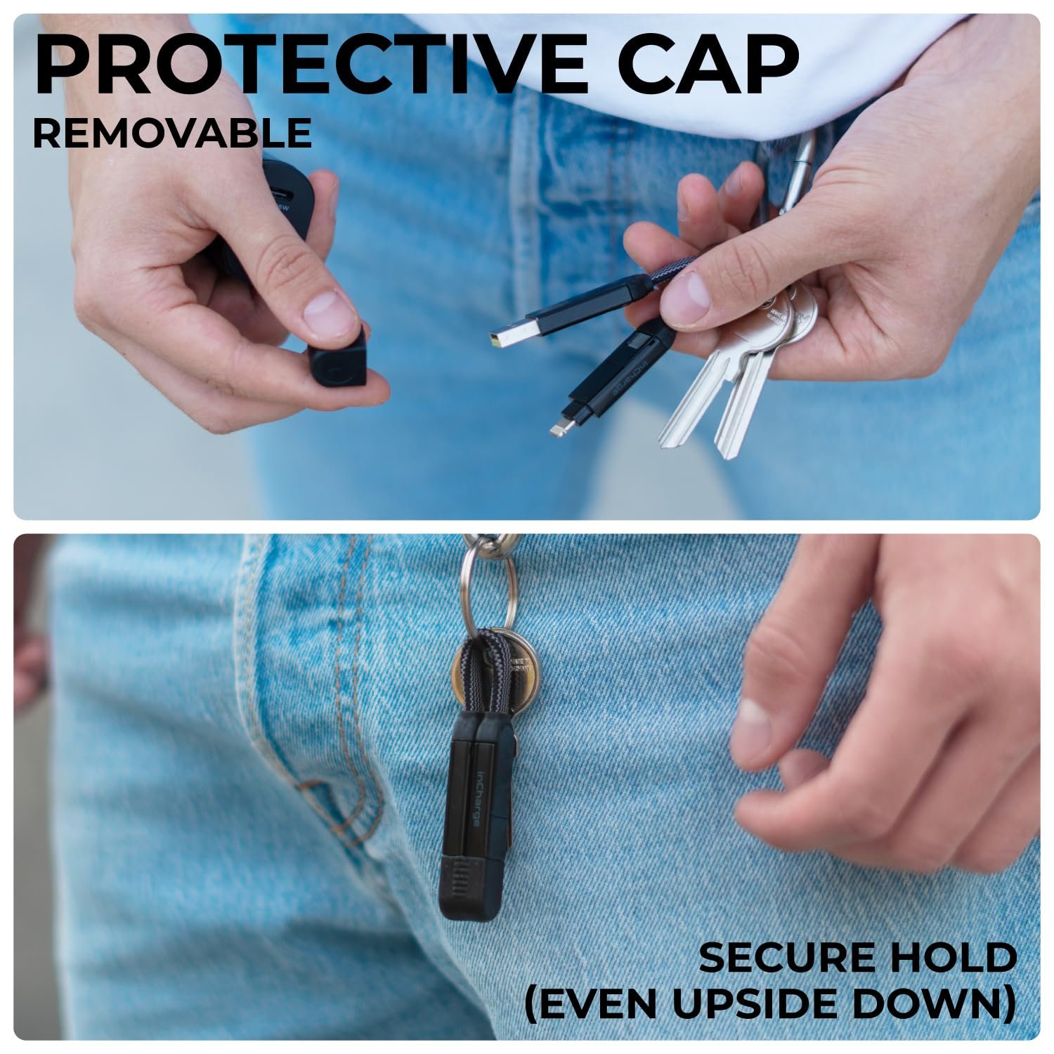 Rolling Square inCharge X, Multi Charging Cable, Portable Keychain Charger Cable, 6-in-1 with 100W Ultra-Fast Charging Power, Lava Black, Multi Charger - Image 6