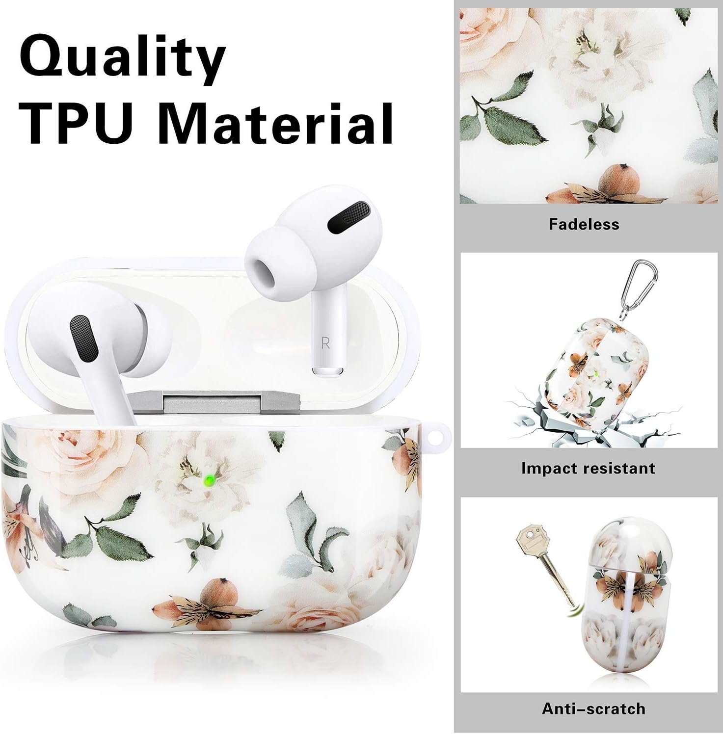 AirPods Pro 2nd Generation/1st Generation Case-KOREDA Cute Printed Design Hard Case for Airpods Pro 2, Shockproof Protective Cover for Airpods Pro (2023/2022/2019) with Keychain for Girls Women Men - Image 7