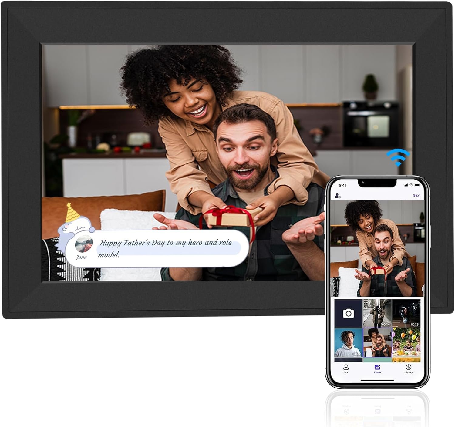 10.1 Inch WiFi Digital Picture Frame, Smart Electronic Clound Digital Photo Frame with 1280 * 800 HD Touch Screen, Instantly Share Photos & Video, Gift for Friend and Family - Image 2