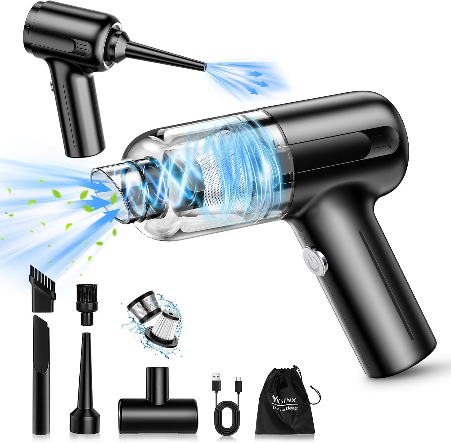 Mini Vacuum Cleaner, Portable Vacuum for Car, Handheld Vacuum Cordless Rechargeable with Brushless Motor, 12000Pa High Power 3 in 1 Sucking & Blowing Small Desk Vacuum for Car, Home, Office - Image 2