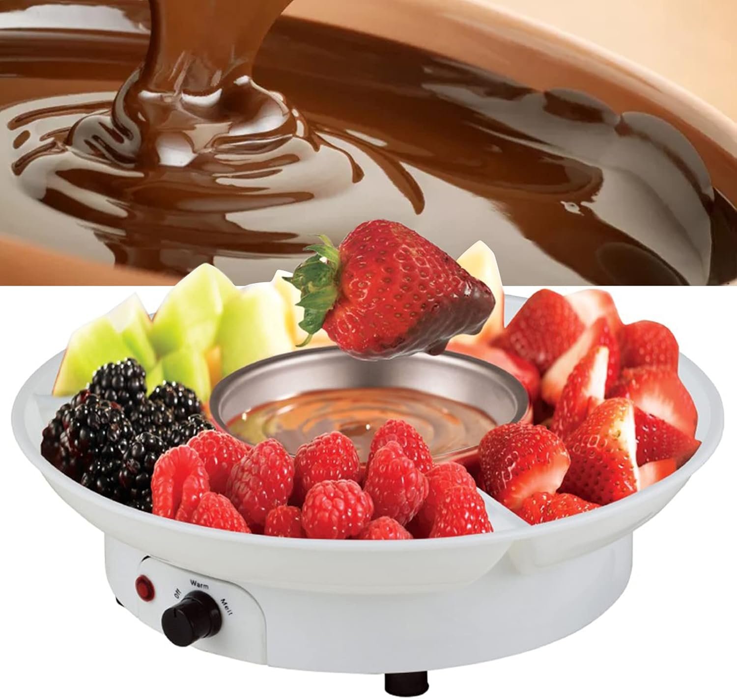 Chocolate Melting Warming Fondue Pot, 110V 25W Electric Fondue Maker Deluxe Gift Set w/10 Forks, 8.8 Oz Fondue Fountain kit-2 Modes Perfect for Melting Chocolate, Butter & Cheese - Parties & Dessert - Image 3