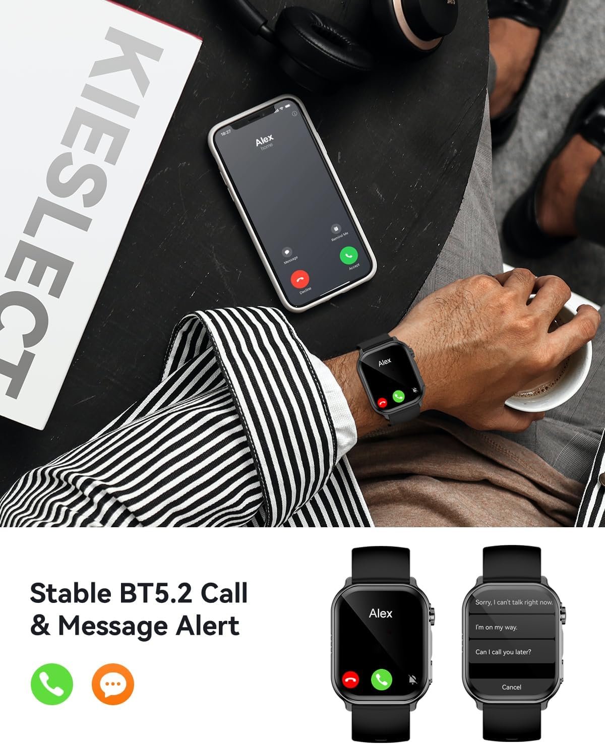 Smart Watch for Men Women(Answer/Make Calls), 2.01" AMOLED HD Display Heart Rate Sleep Monitor Fitness Activity Tracker for Android iOS,B2 - Image 4