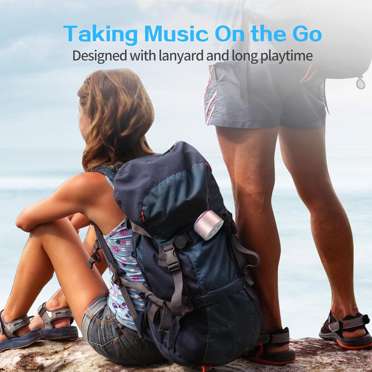 LENRUE A2 Portable Wireless Bluetooth Speaker with Lights and Lanyard,5W Mini Small Metal Speakers Bluetooth 5.0/Aux-in for iPhone Android Home Outdoor, Gifts for Women/Girls - Image 8