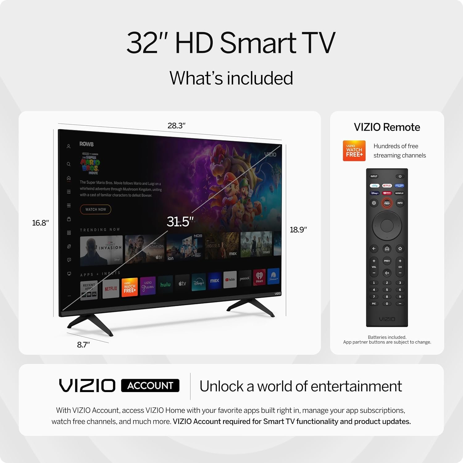 VIZIO 32-inch HD 720p LED Smart TV w/Alexa Compatibility, Google Cast Built-in, Bluetooth Headphone Capable (VHD32M-08, New) - Image 5