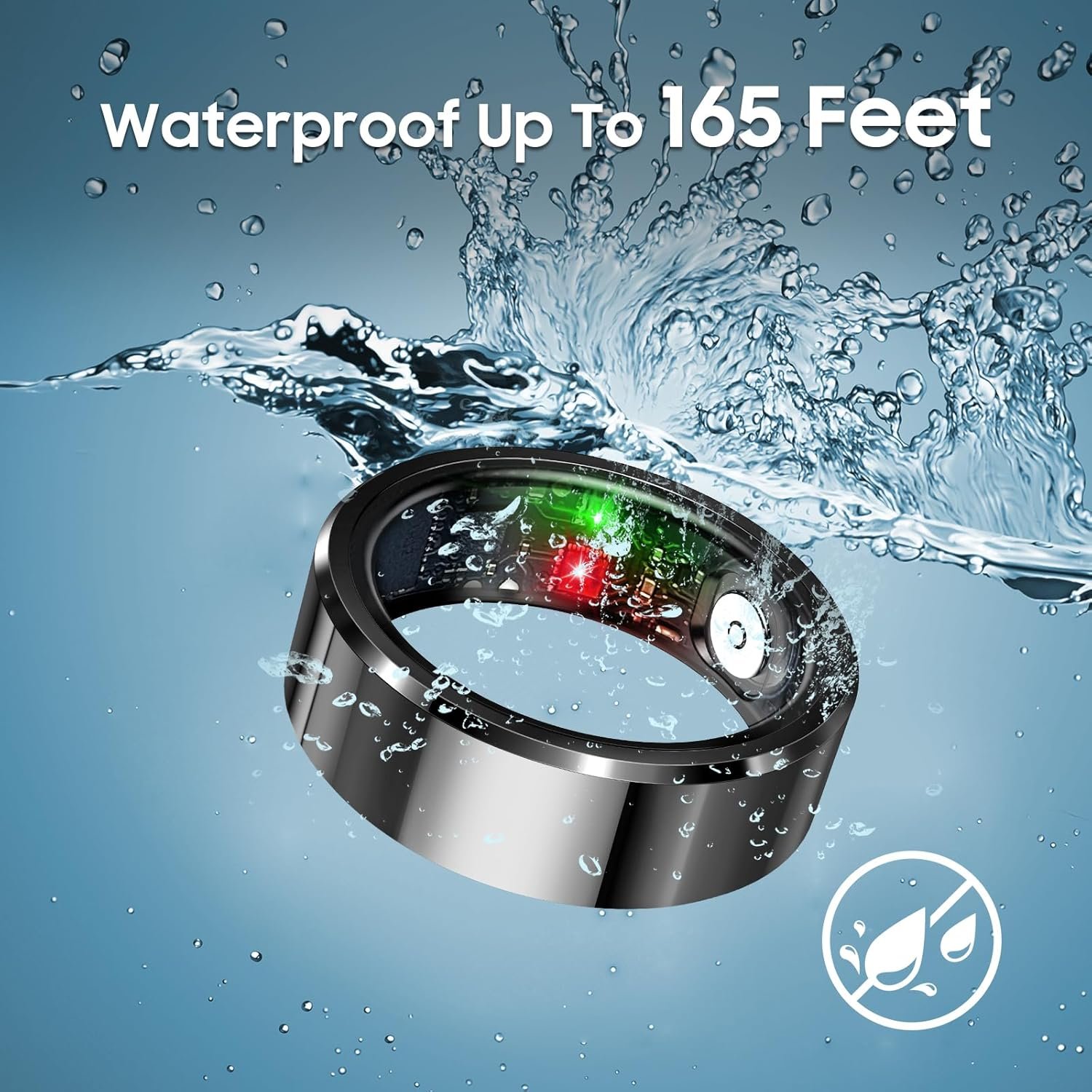 Smart Ring, Wearable Fitness Ring Health Tracker, Sleep Tracking, Heart Rate Fitness Tracker, 5-7 Days Battery Life (Black, 8#) - Image 6