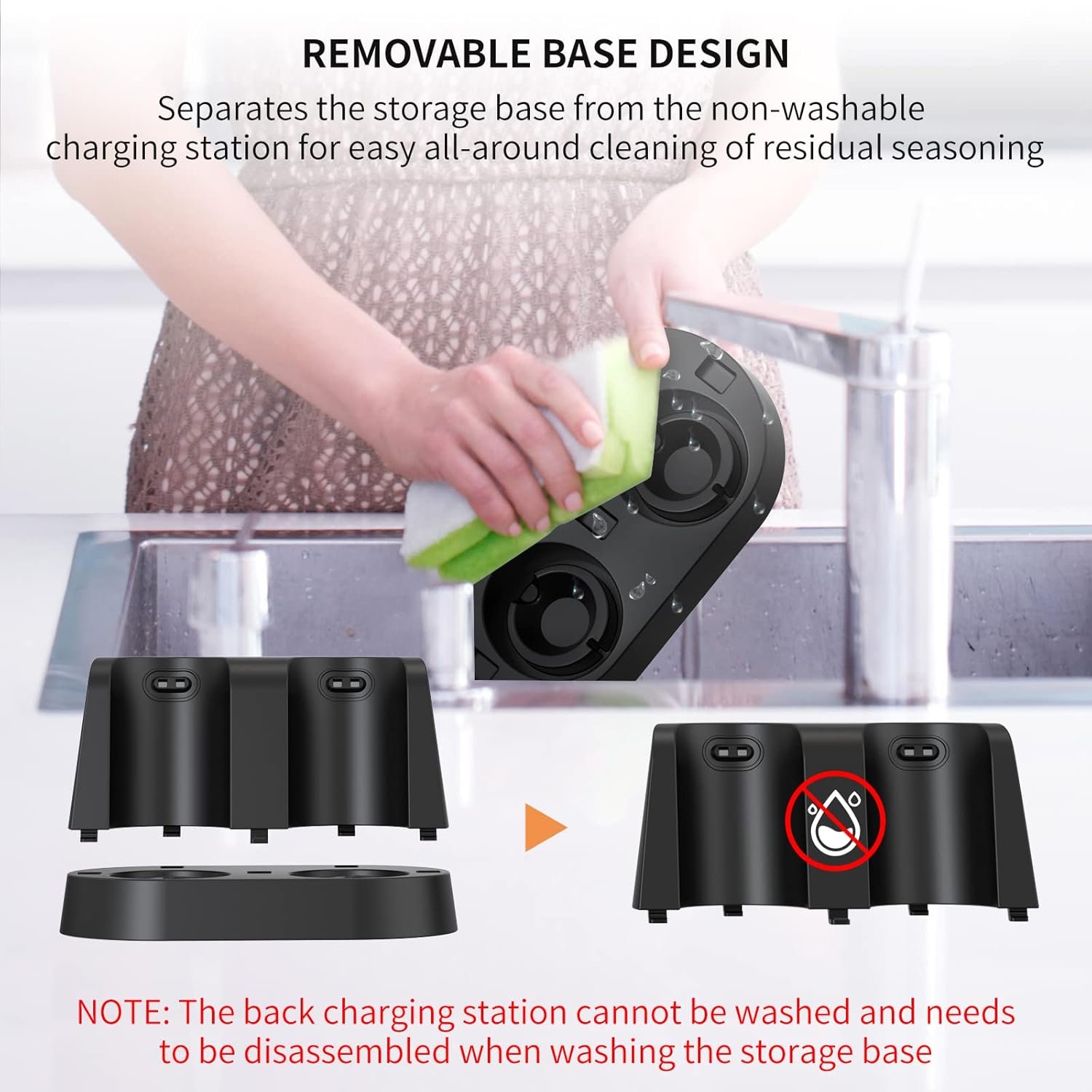 CIRCLE JOY Electric Salt and Pepper Grinder Set Stainless Steel Spice Grinder Automatic Pepper Mills with Easy-to-Carry Dual Charging Station, White Led Light, and Adjustable Coarseness, Silver - Image 6