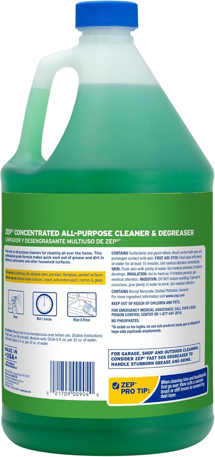 Zep Concentrated All-Purpose Cleaner and Degreaser - 1 Gallon (Case of 4) - ZU0567128 - Cuts Through Grease, Grime and Dirt With Ease, For Professional. Commercial and Household Use - Image 4