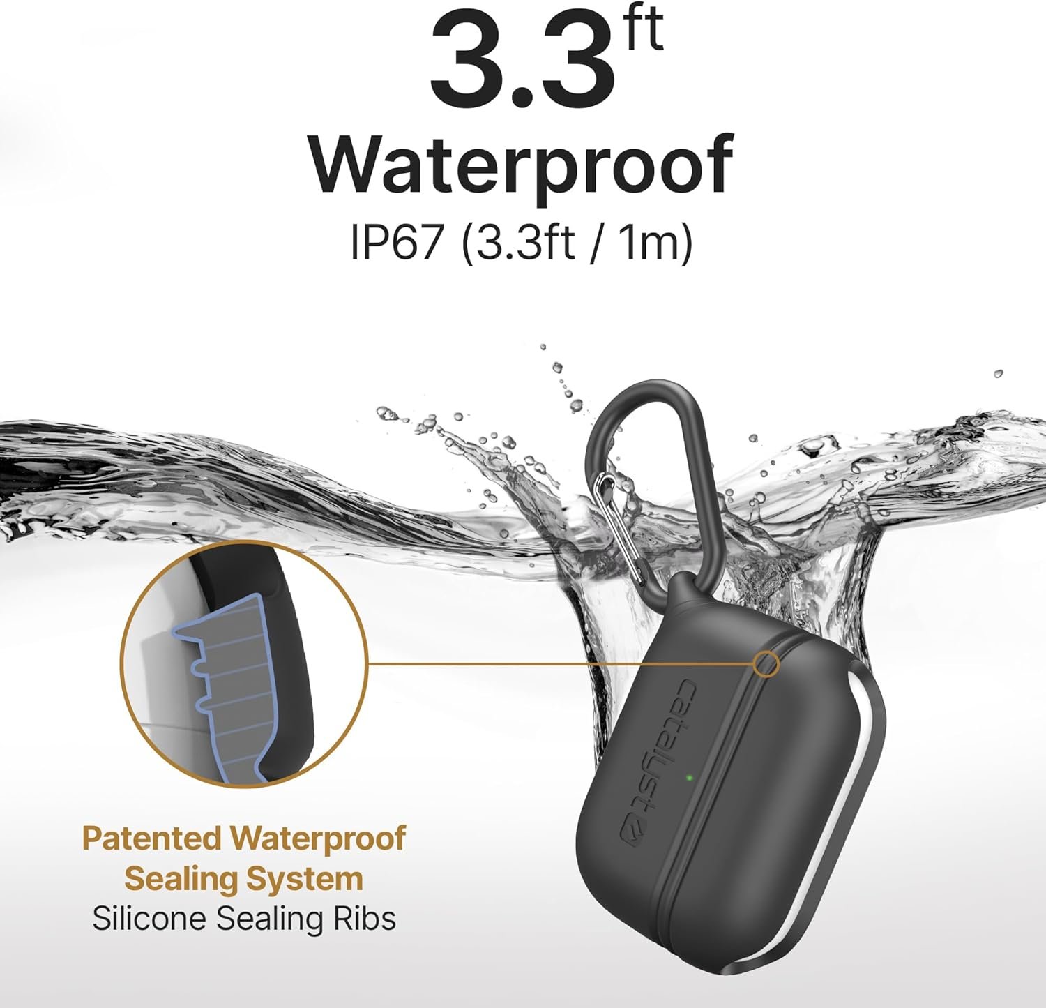 Catalyst Waterproof Case for AirPods Pro 2nd Generation and AirPods Pro 1st Generation - Wireless and USB-C Charging Compatible, One Piece Design, High Drop Protection Case with Carabiner - Image 5