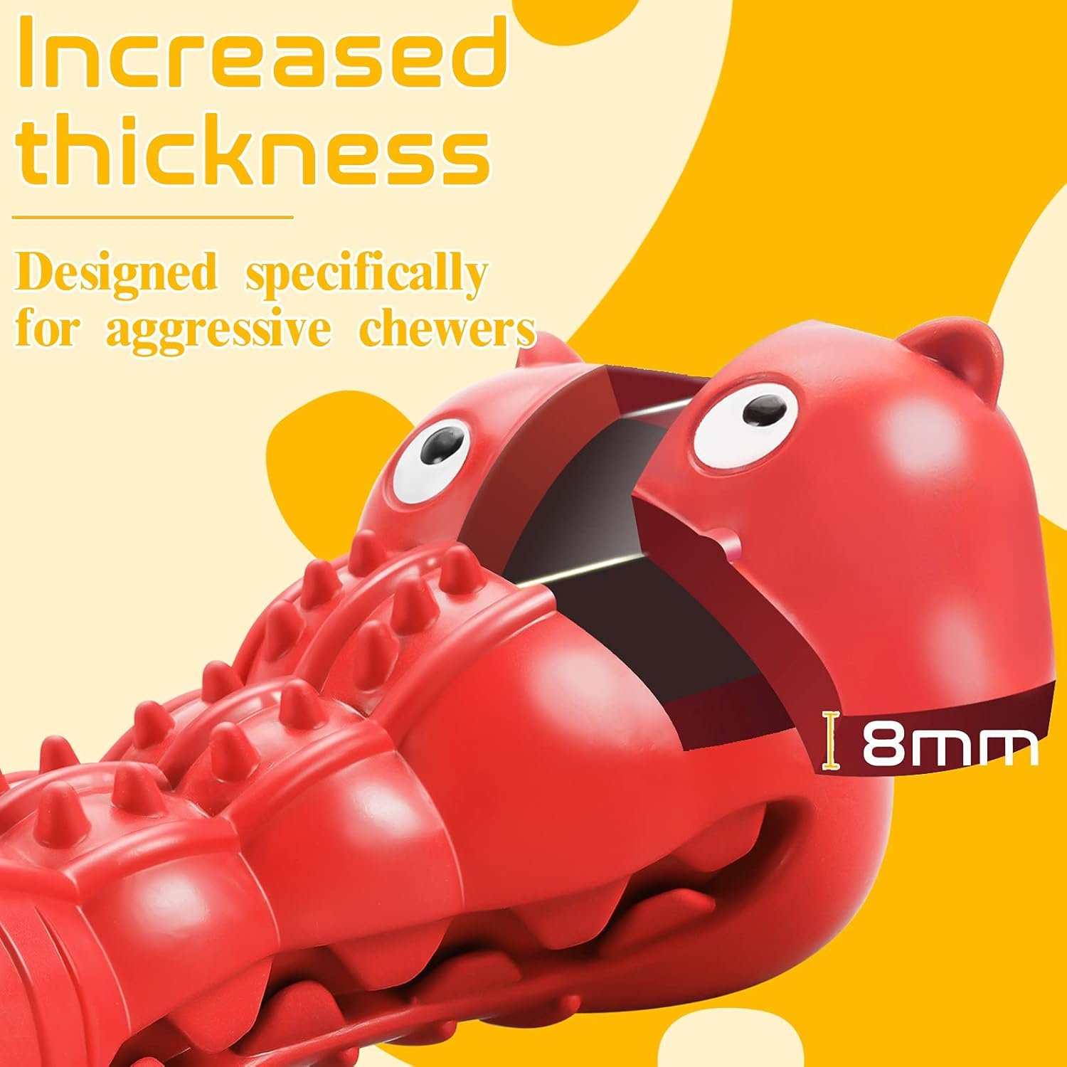 Rmolitty Squeaky Dog Toys for Aggressive Chewers, Tough Indestructible Chew Toys for Large Medium Breed Dog with Non-Toxic Natural Rubber (Hippo-red) - Image 5