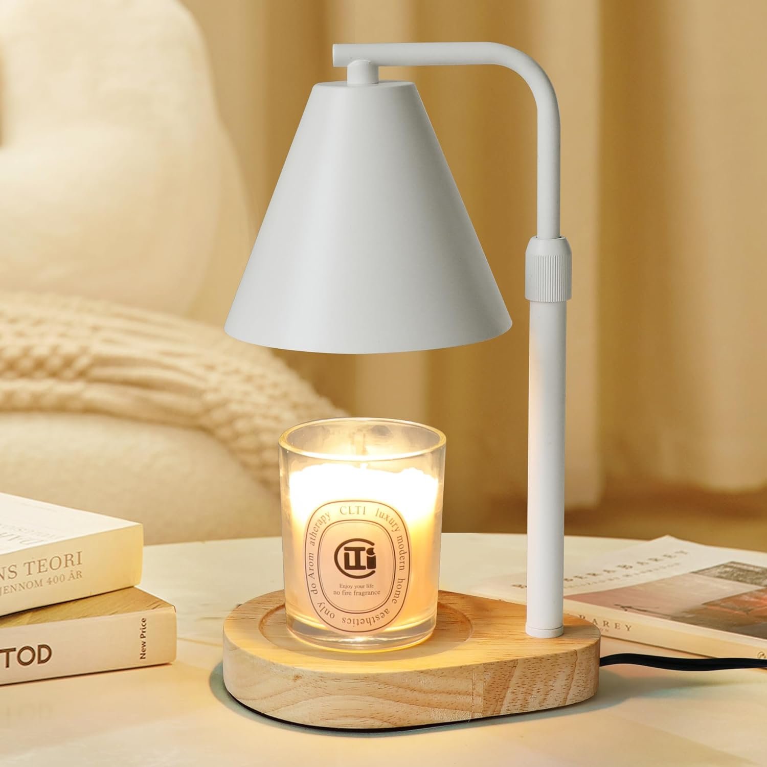 Candle Warmer Lamp with Timer, Adjustable Height Dimmable Candle Warmer with 2 Bulbs, for Mom, House Warming Gifts New Home Bedroom Decor Dimmable Candle Lamp Warmer for Scented Wax - Image 2