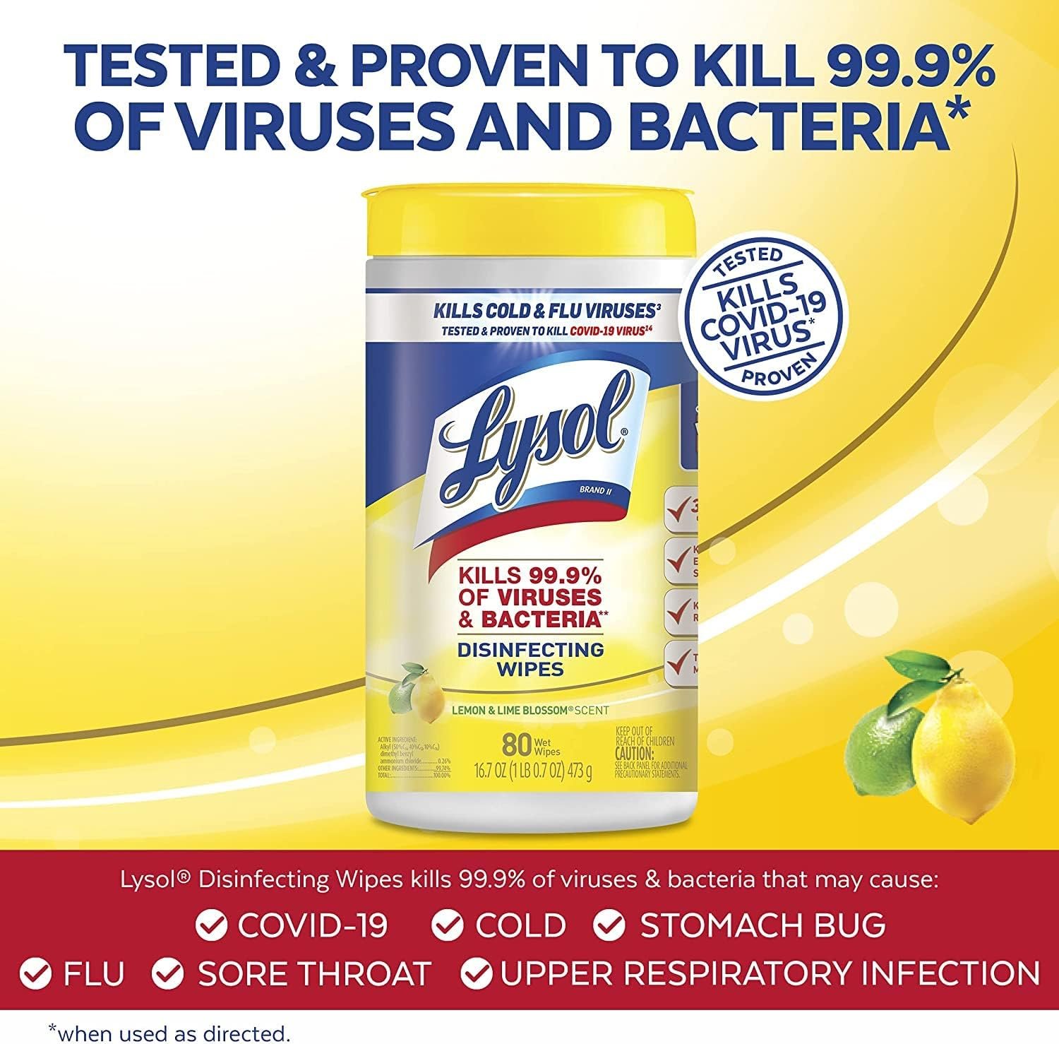 Lysol Disinfecting Wipes, Lemon and Lime Blossom, 80 Count (Pack of 6) - Image 4