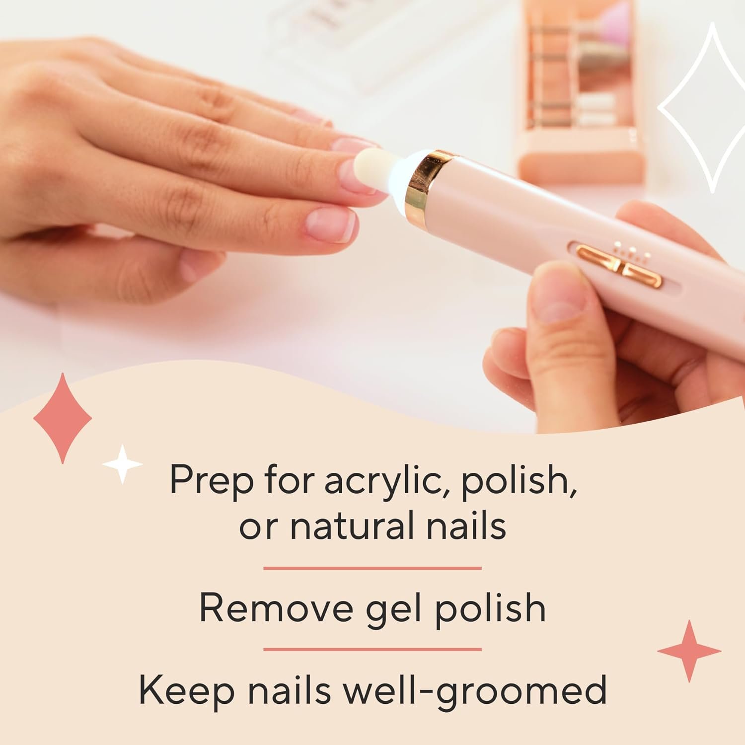 Finishing Touch Flawless Salon Nails Kit, Electronic Nail File and Full Manicure and Pedicure Tool - Image 5