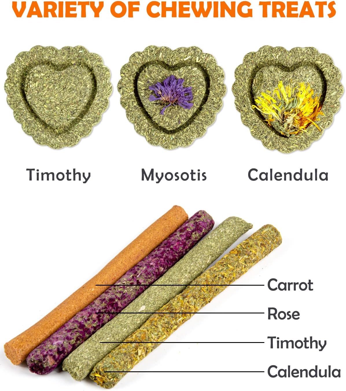 Sofier Rabbit Toys Bunny Toys Guinea Pig Toys 17pcs Natural Timothy Hay Treats Hamster Toys for Teeth Handmade Rabbit Treats and Chews Chinchilla Rat - Image 4