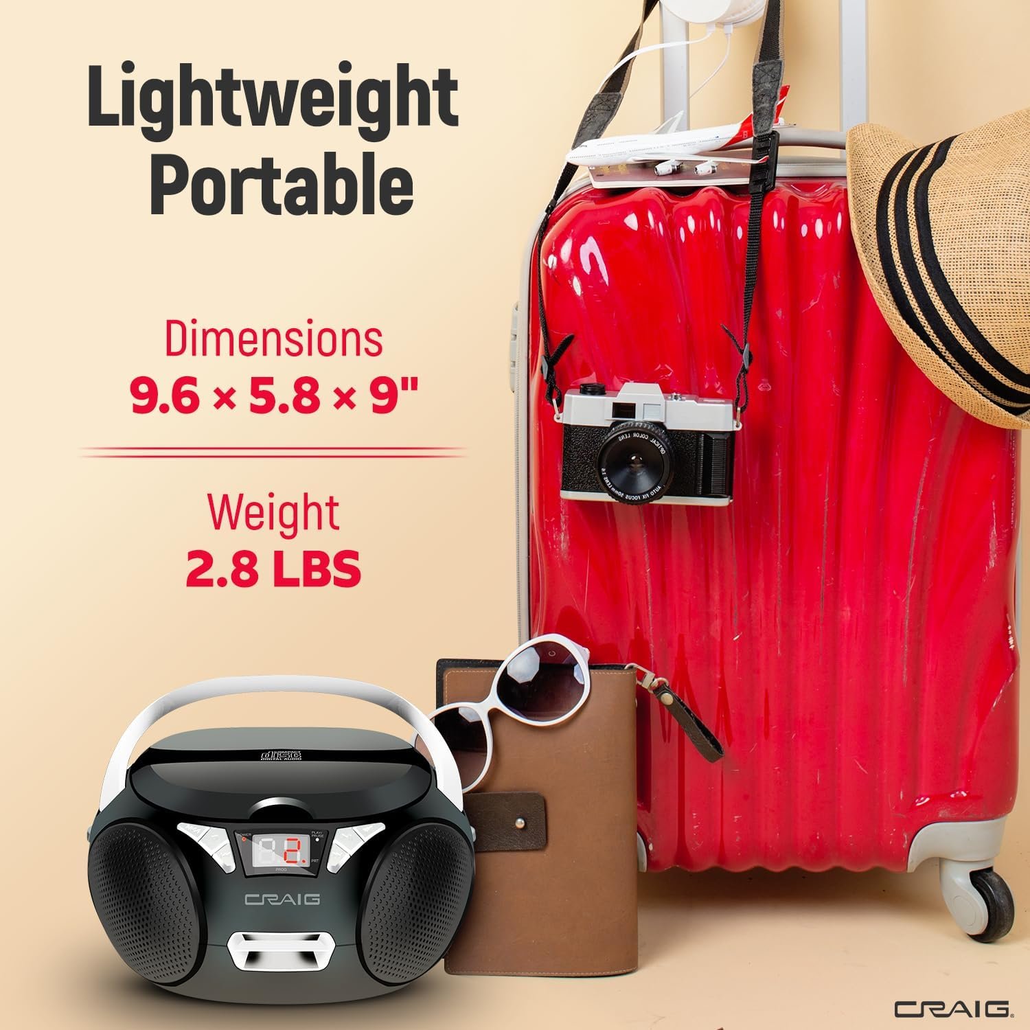 Craig CD6925 Portable Top-Loading Stereo CD Boombox with AM/FM Stereo Radio and Bluetooth Wireless Technology | Programmable CD Player | CD-R/CD-W Compatible | No Headphone Jack - Image 5