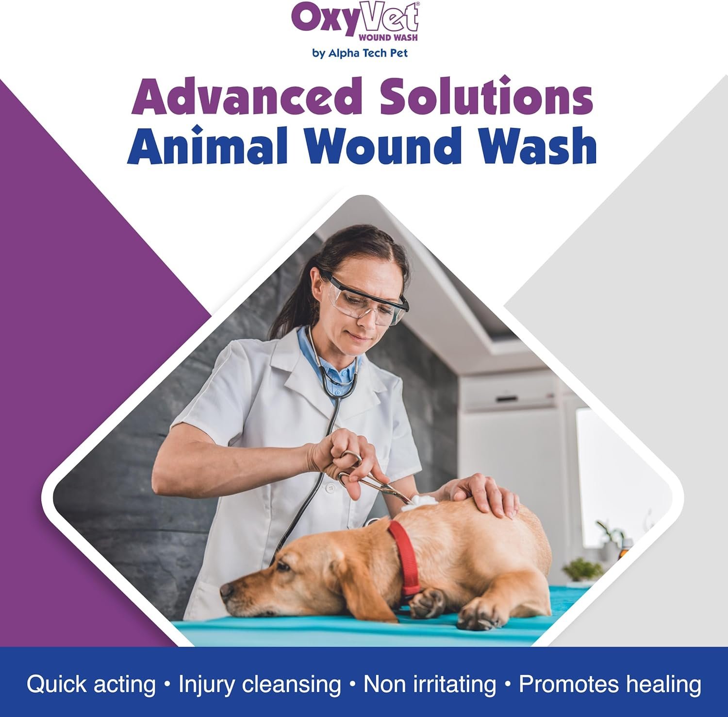 OxyVet Wound Wash for Dogs | Excellent Cleansing Agent | Non-Irritating to Skin and Eyes | Wound Cleanser | Non-Staining Wound and Skin Care | 16 Fl Oz Pet First Aid Spray Bottle - Image 3