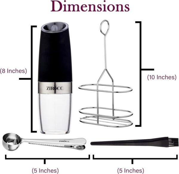 (2 Pack) Gravity Electric Salt and Pepper Grinder Set Battery Operated One Hand Automatic Operation, Adjustable Coarseness Mill Grinders Shakers LED Light, Kitchen Gadgets Gifts-Black - Image 6