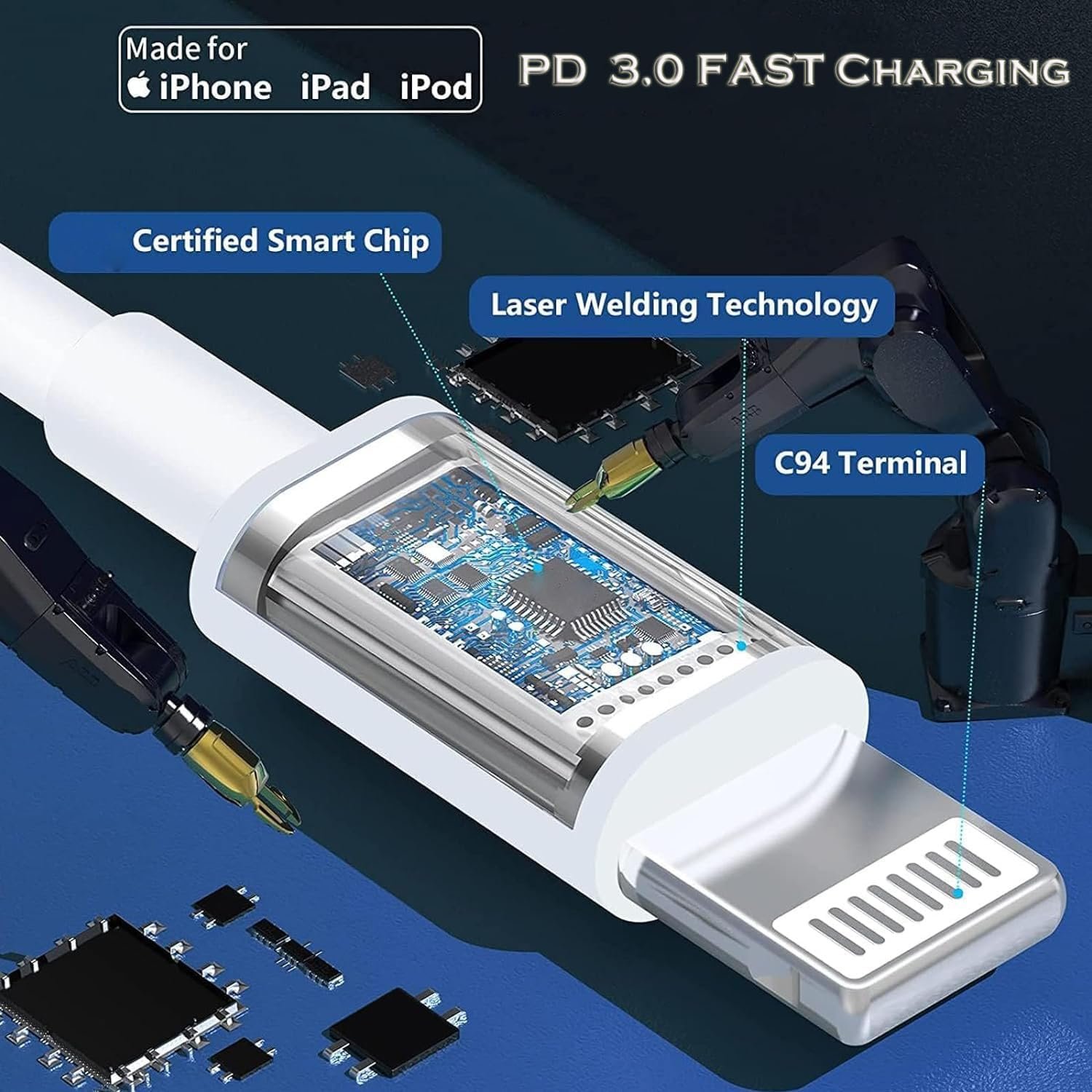 iPhone Charger Fast Charging 10 FT, PD 20W USB C Wall Charger Block with 10FT Long Type C to Lightning Fast Charging Data Sync Cable Compatible with iPhone 14 13 12 11 XS XR X 8 iPad - Image 5