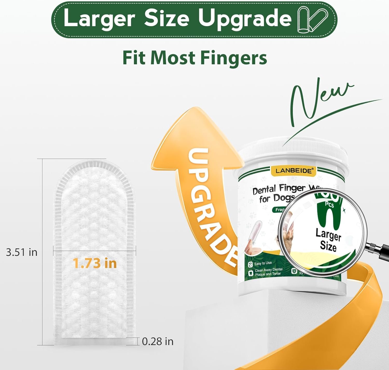 LANBEIDE Updated Larger Pet Teeth Cleaning Wipes for Dogs & Cats, Dog Dental Wipes No-Rinse Dog Finger Toothbrush for Reducing Plaque & Tartar, Breath Freshener Dental and Gum Care Pet Wipes 50 Counts - Image 4