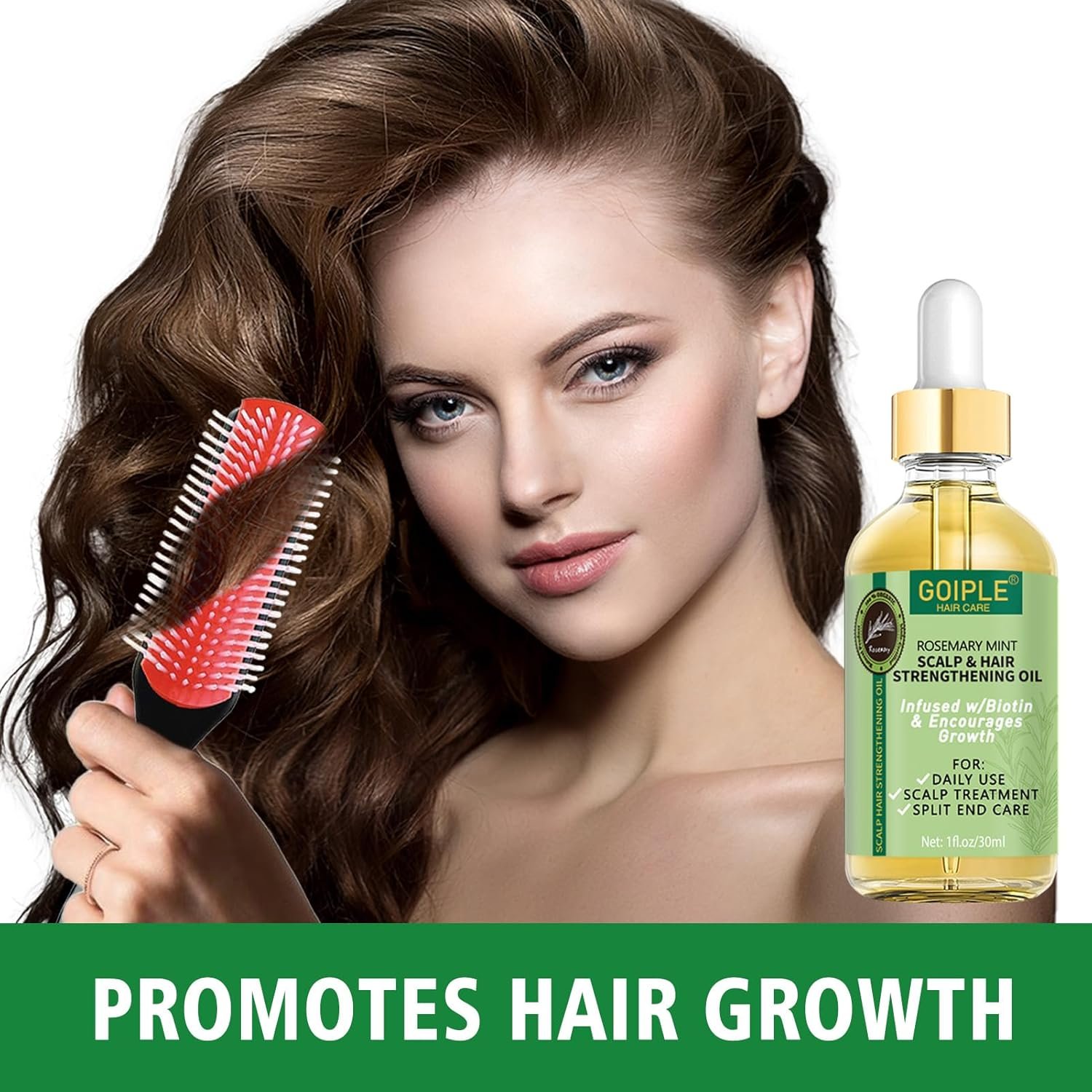 Organic Rosemary Oil For Hair Growth Rice Water Rosemary Spray,Scalp Hair Growth Oil With Essential Oils, Rosemary Hair Oil Nourishing For Split Ends, Dry Scalp, Hair Growth with Detangling Comb Set - Image 6