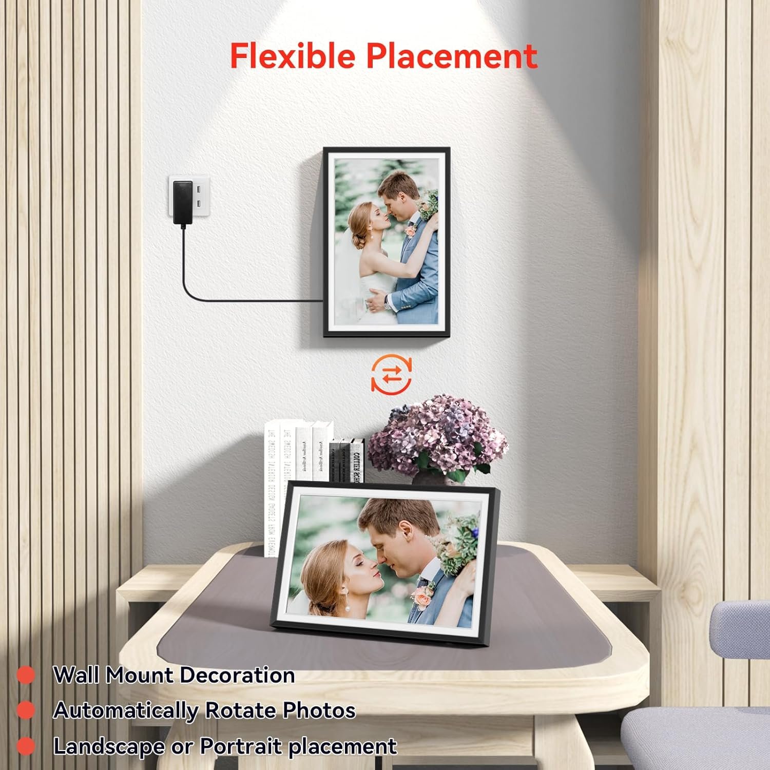 Frameo Digital Picture Frame WiFi 10.1 inch, QOCEN Smart Digital Photo Frame with 32G Memory, HD Touch Screen, Auto-Rotate, Slideshow, Easy Setup, Share Photos and Videos Anywhere - Image 6