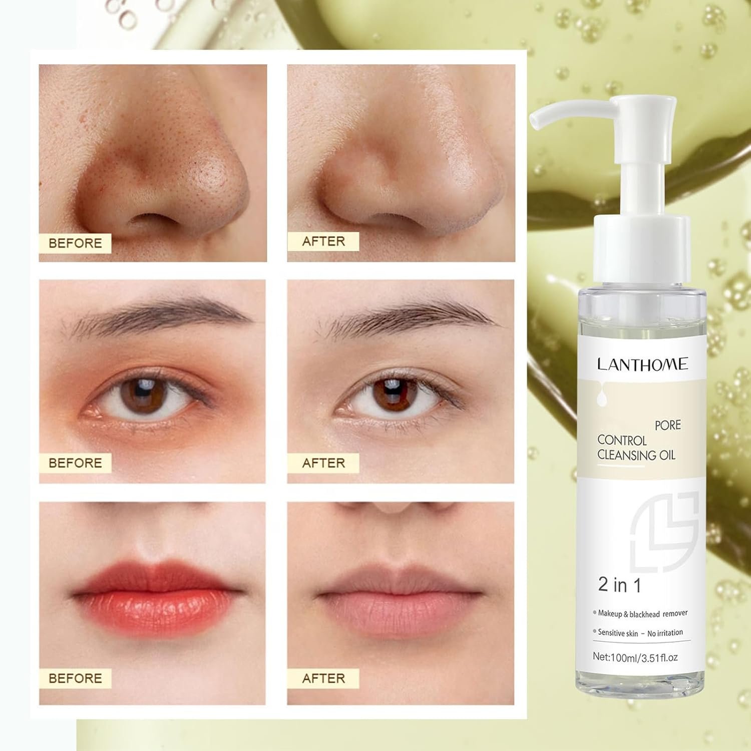 Deep Cleansing Facial Oil, Makeup Remover for Blackhead and Pores, Oil Control Melts Makeup Face Cleanser, Light & Non-Greasy, Soothes & Nourishes Skin 3.5 fl. oz - Image 7