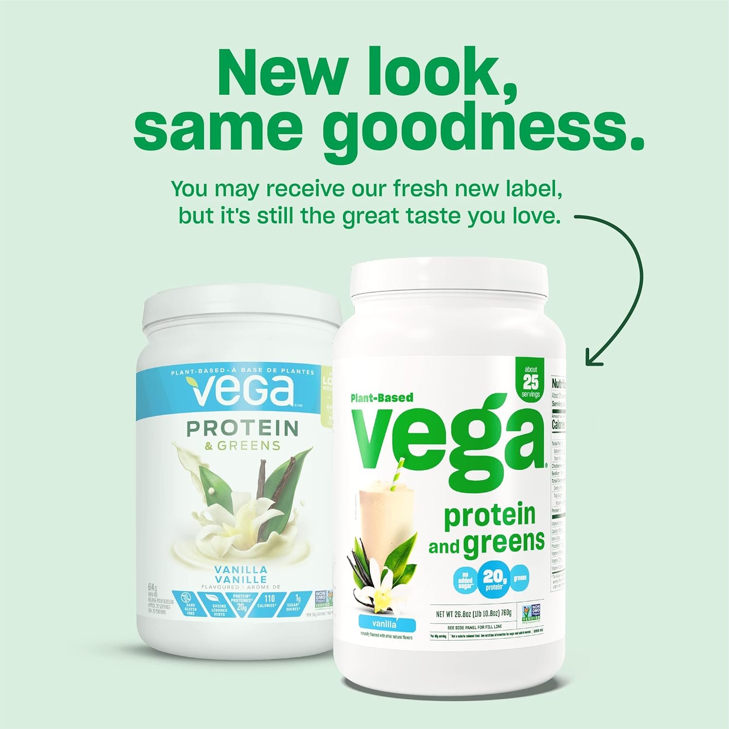 Vega Protein and Greens Protein Powder, Vanilla - 20g Plant Based Protein Plus Veggies, Vegan, Non GMO, Pea Protein for Women and Men, 1.7 lbs (Packaging May Vary) - Image 4