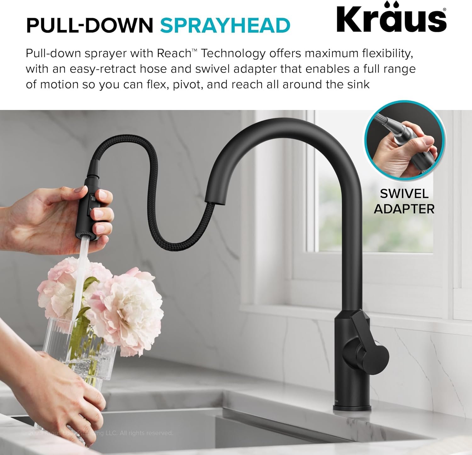 KRAUS Oletto Touchless Sensor Pull-Down Single Handle Kitchen Faucet in Matte Black, KSF-2830MB - Image 10