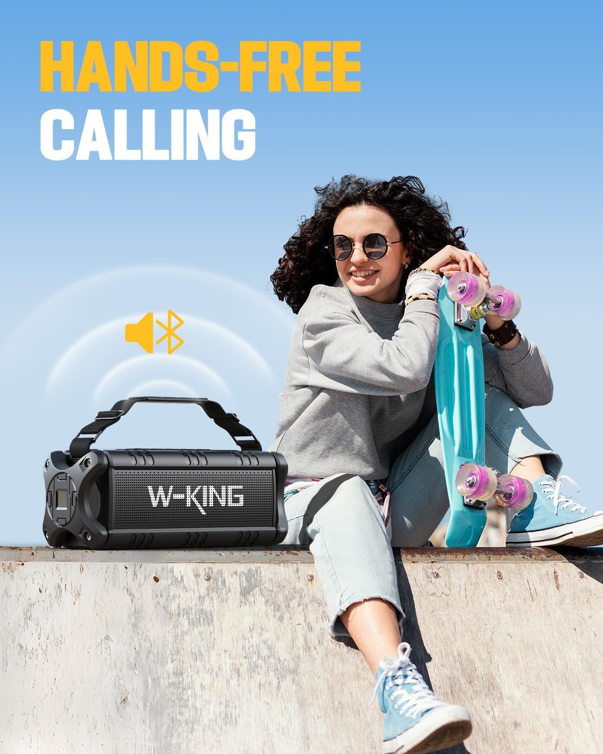 W-KING Bluetooth Speaker, 90W Peak 50W RMS IPX6 Waterproof Loud Speakers Bluetooth Wireless, Large Outdoor Portable Bluetooth Speakers Subwoofer Deep Bass/Bluetooth 5.0/Power Bank/40H Play/TF/AUX/NFC - Image 8