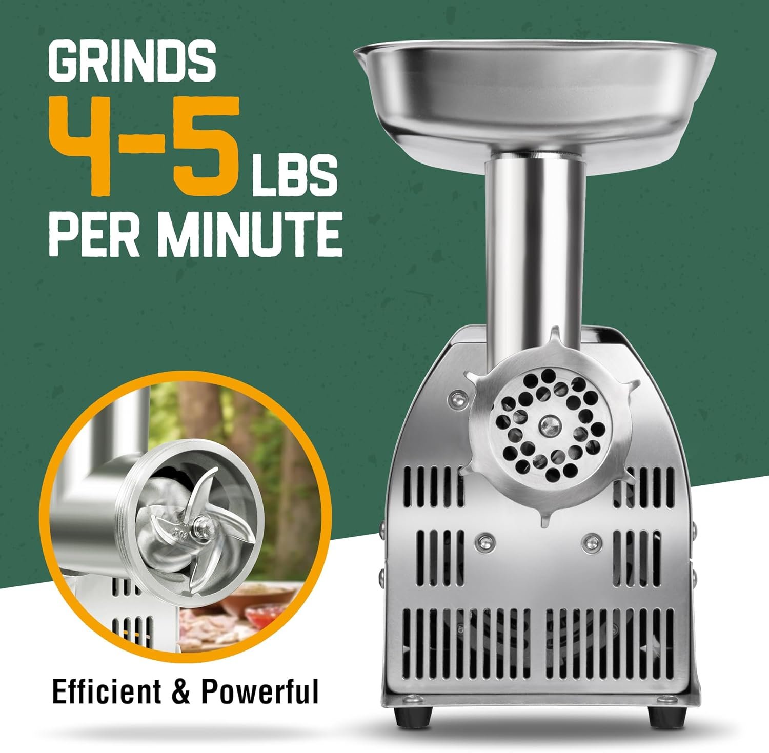 #8 Electric Meat Grinder, 0.4 HP 300W, Copper Motor, Heavy Duty Stainless Steel Industrial Meat Grinder, Ideal for Commercial and Regular Use - Image 3