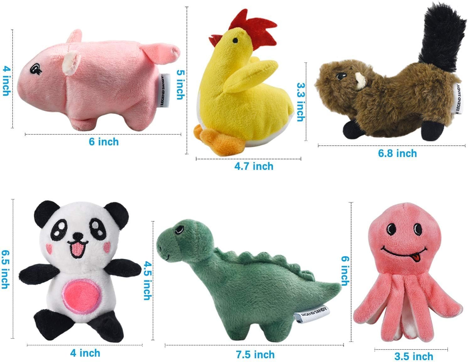 LEGEND SANDY Squeaky Plush Dog Toy Pack for Puppy, Small Stuffed Puppy Chew Toys 6 Dog Toys Bulk with Squeakers, Cute Soft Pet Toy for Small Medium Size Dogs - Image 8