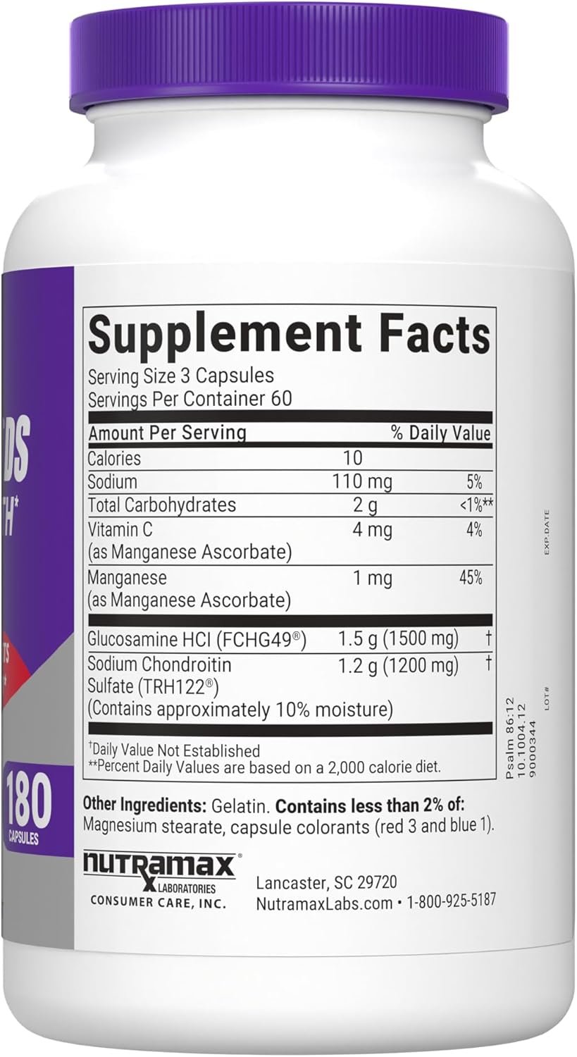 Nutramax Cosamin® DS Joint Health Supplement with Glucosamine & Chondroitin for Men’s & Women's Joint Health, 180 Capsules - Image 3