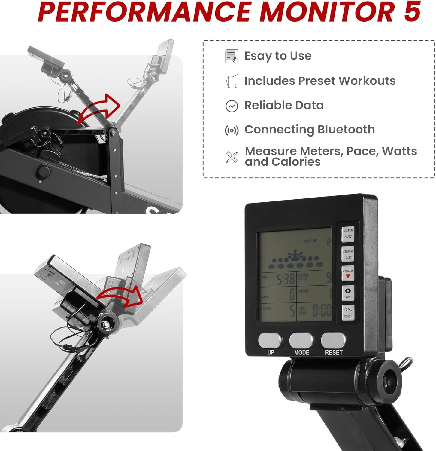 Rowing Machine for Home, Indoor Exercise Equipment, Wind Resistance Rowing Machine with LCD Display, Adjustable Air Resistance, Comfortable Seat Cushion, Easy Storage - Image 3