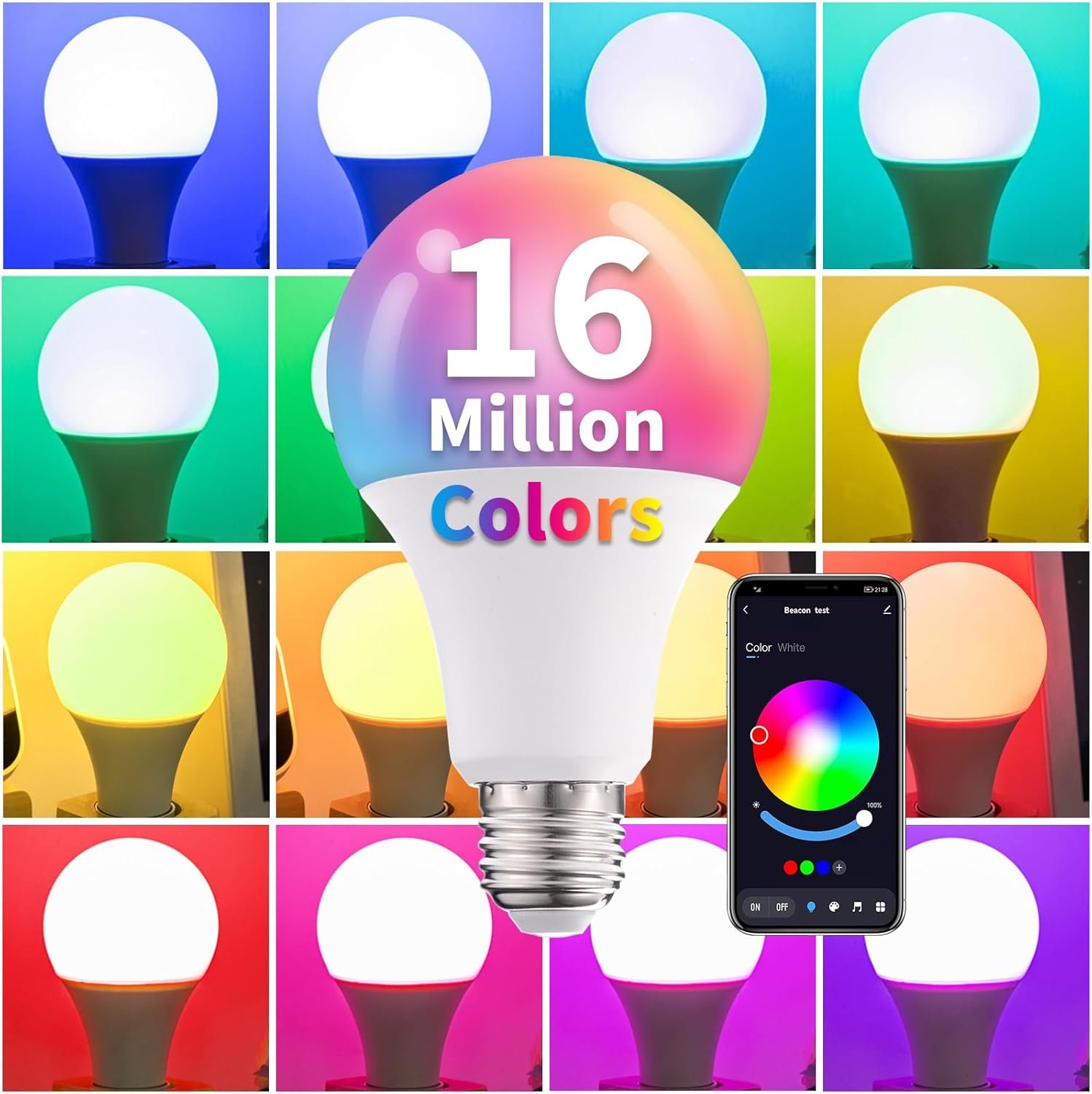 Smart Light Bulbs,Bluetooth Color Changing Light Bulbs That Work with tuya APP, RGB Warm Light A19 9W E27 800LM LED Light Bulb,Music Sync,Dimmable 16 Million Colours RGB Light Bulbs - Image 9
