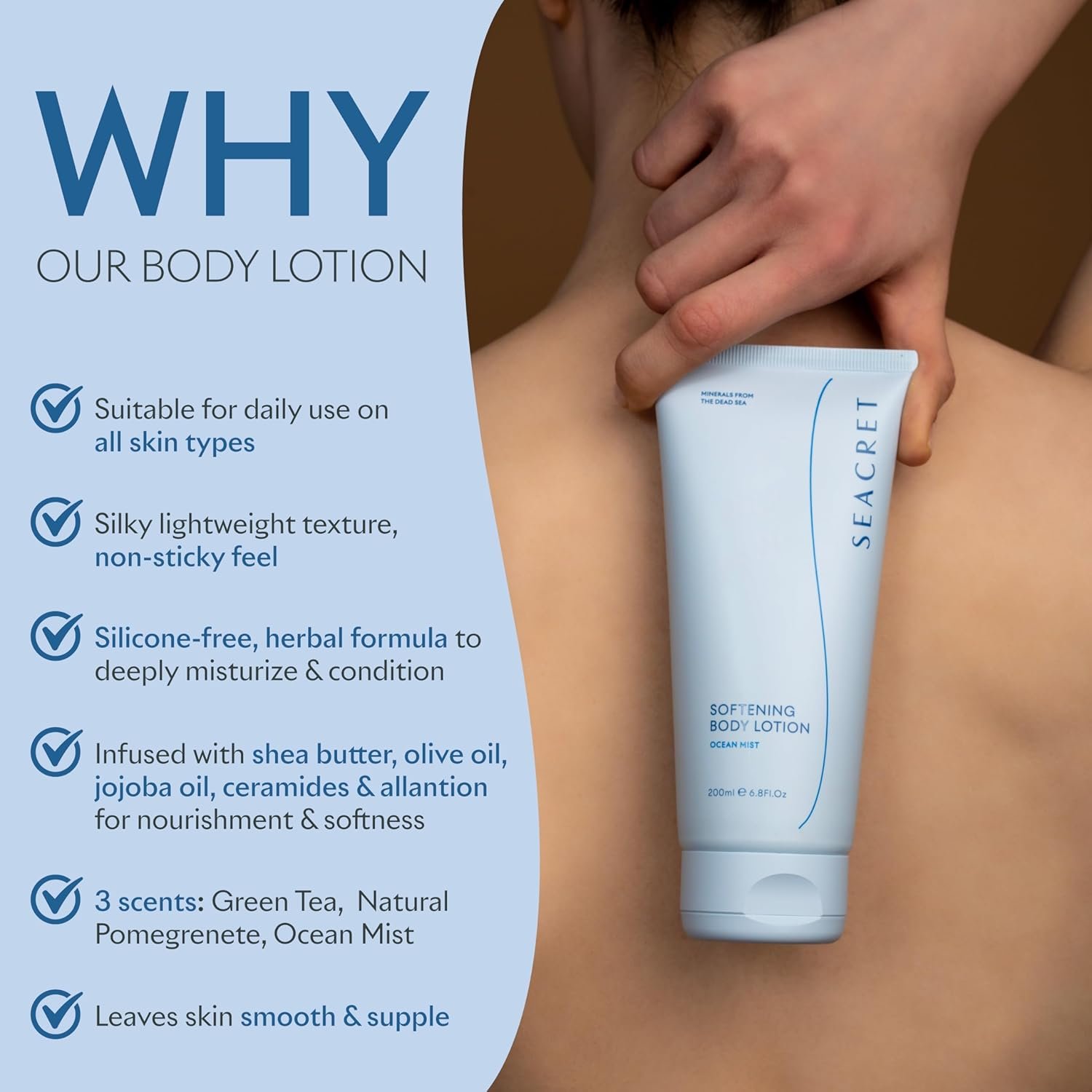 SEACRET Body Lotion - Moisturizer for Dry Skin, Enriched with Minerals from the Dead Sea, Scented, 6.8 FL.OZ - Image 4