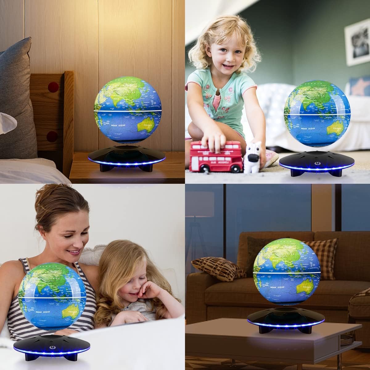 Magnetic Levitating Globe, 6 Inch LED Levitation Floating World Map Globe, Auto Rotation Suspended in Mid-air with Touch Control for Home Office Desk Decoration - Image 7