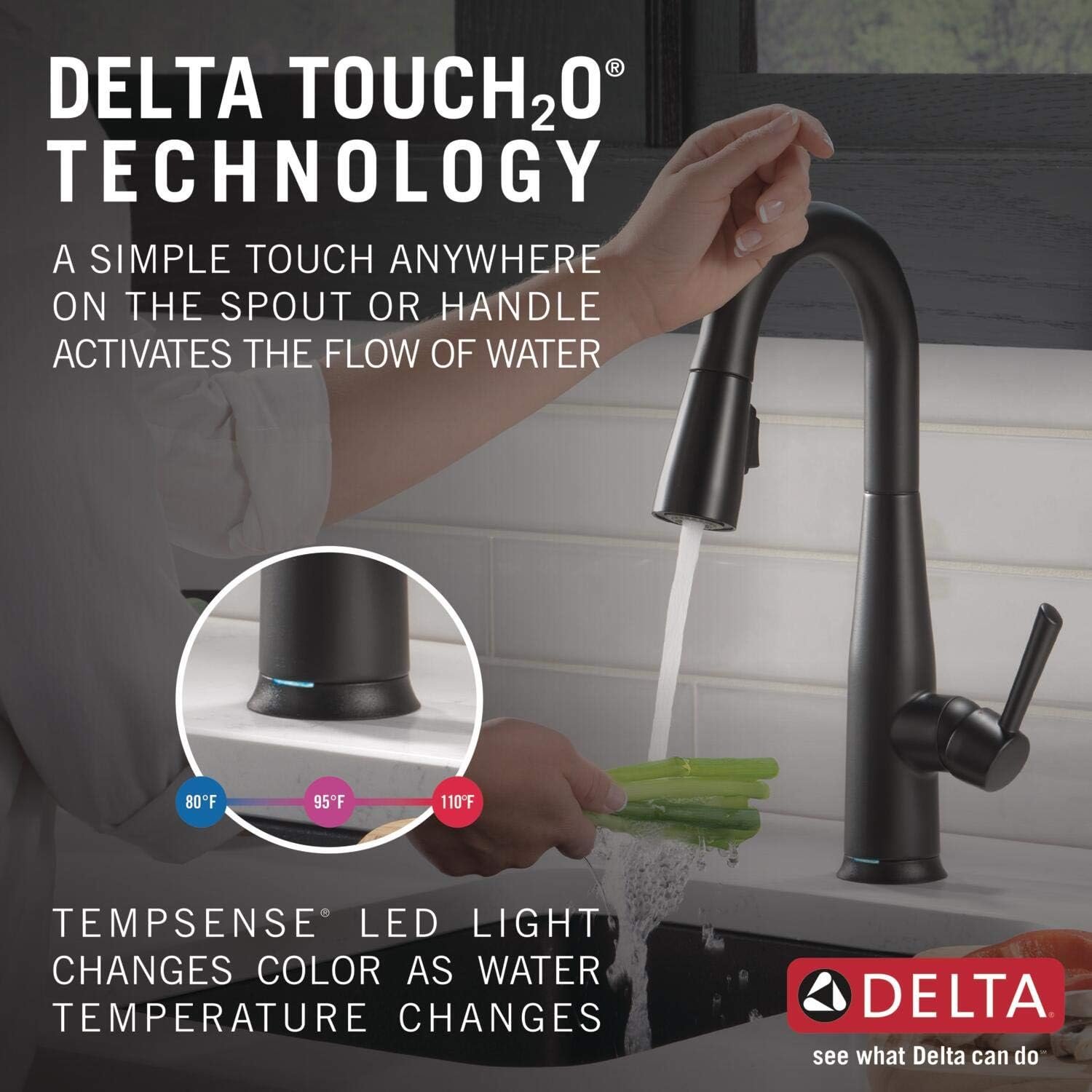 Delta Faucet Essa Touch Bar Faucet, Matte Black Bar Faucet, Bar Sink Faucet Single Hole, Wet Bar Faucets with Pull Down Sprayer, Prep Sink Faucet, Touch2O Technology, Matte Black 9913T-BL-DST - Image 4