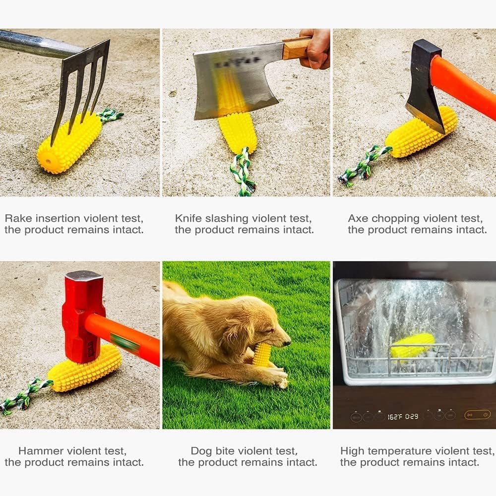 Dog Chew Toys Squeak NonSqueak,Toothbrush Cleaning Teeth,Interactive Relieve Boredom Corn Toys,Puppy Aggressive Chewer and Other Medium,Large Dog - Image 5