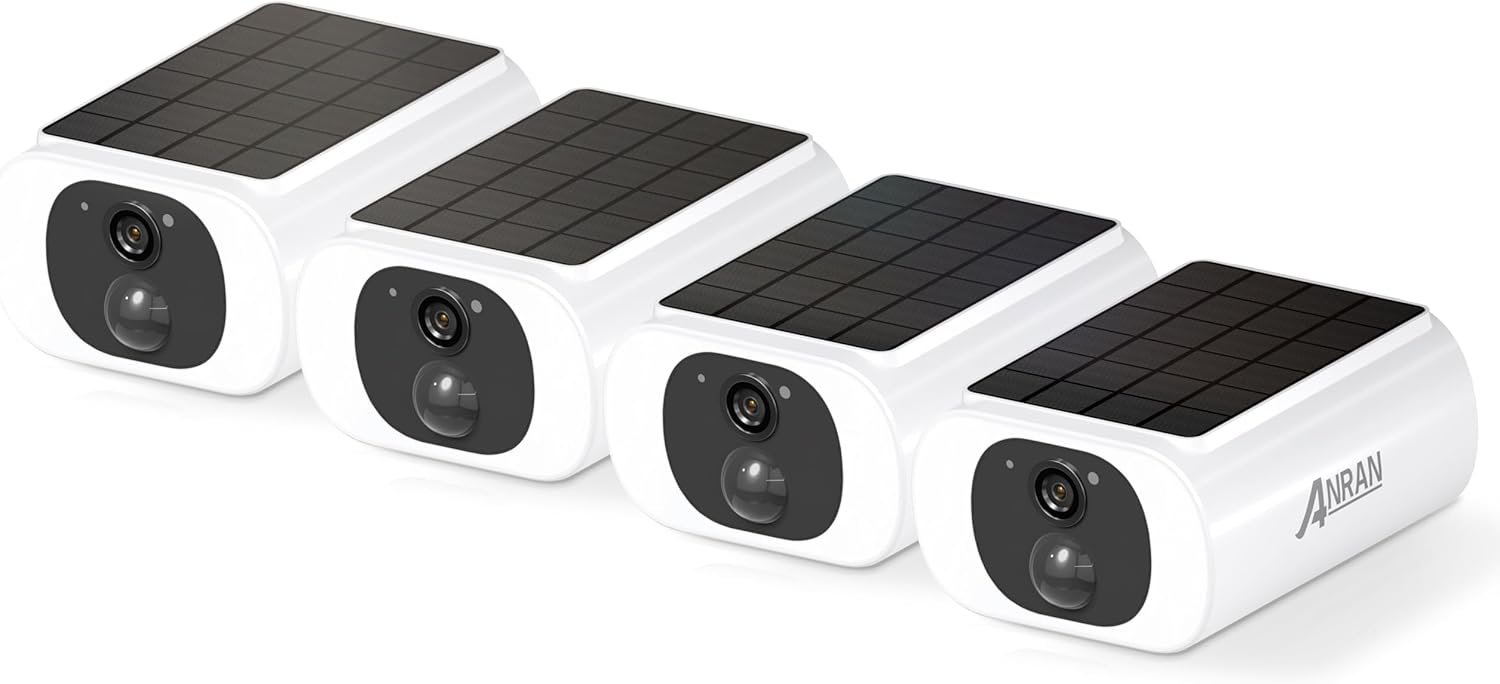 ANRAN 2K Cameras for Home Security Outside, Solar Security Cameras Wireless Outdoor, Battery Powered WiFi Surveillance with Human Detection, Color Night Vision, Spotlight, Works with Alexa (4 Pack) - Image 2