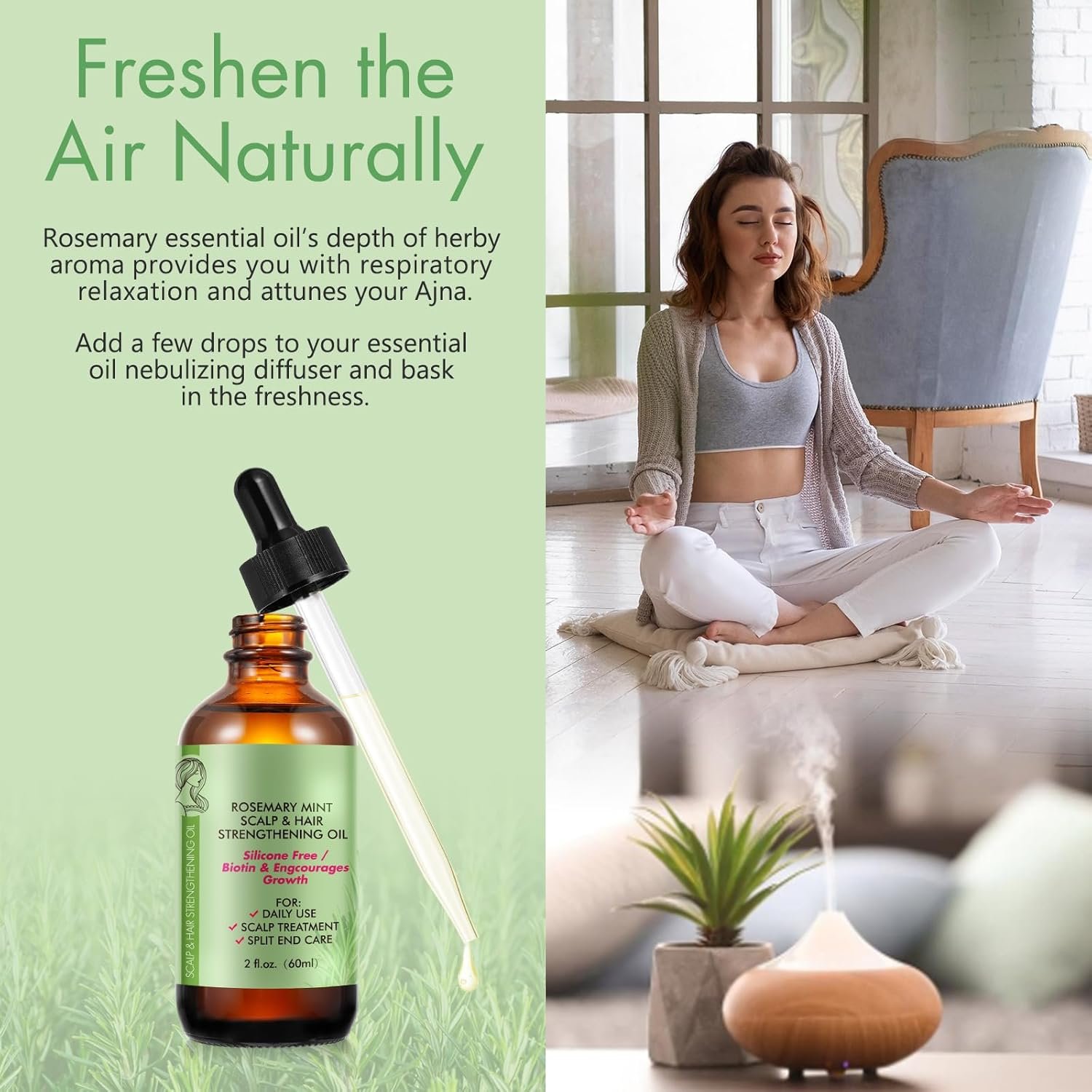 Rosemary Oil (2 Pack) for Hair Growth & Skin Care, 100% Pure Natural Oil for Thicker Stronger Hair, Suitable for All Hair Types - Image 5