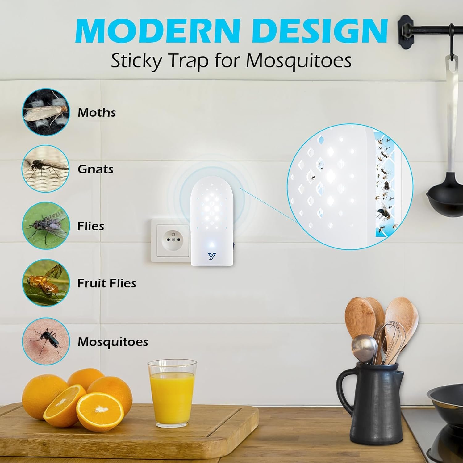 Electronic Flying Insect Trap 2 Pack Plug in Flea Mosquito Fly Catcher Gnat Moth Bug Killer with Night Light UV Attractant and Sticky Boards for Home Office Garage - Image 6