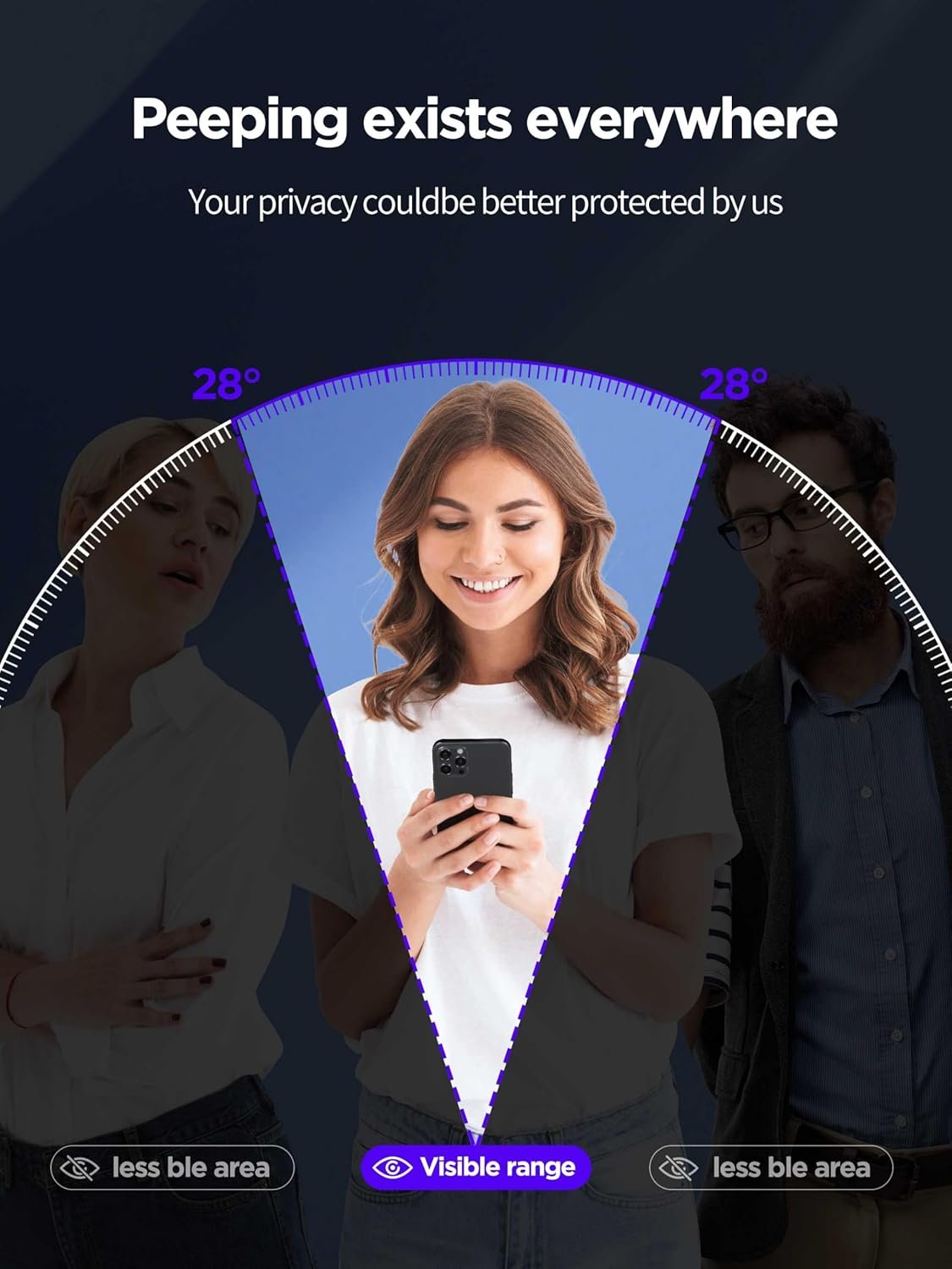 Compatible for iPhone 12/iPhone 12 Pro Privacy Screen Protector Tempered Glass 6.1 Inch, Pink Gradient Anti Spy Anti Blue Light HD Easy Installation - Image 7