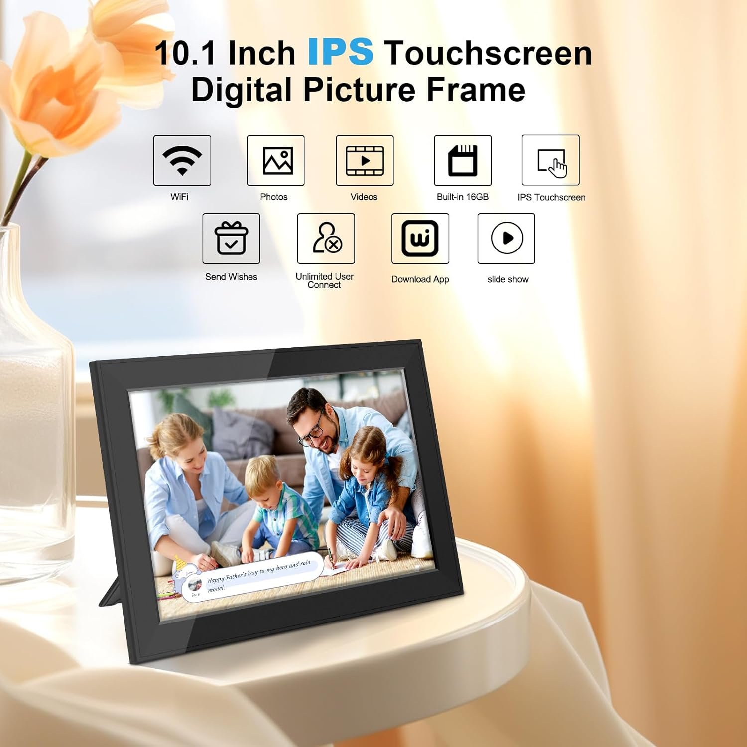 10.1 Inch WiFi Digital Picture Frame, Smart Electronic Clound Digital Photo Frame with 1280 * 800 HD Touch Screen, Instantly Share Photos & Video, Gift for Friend and Family - Image 6