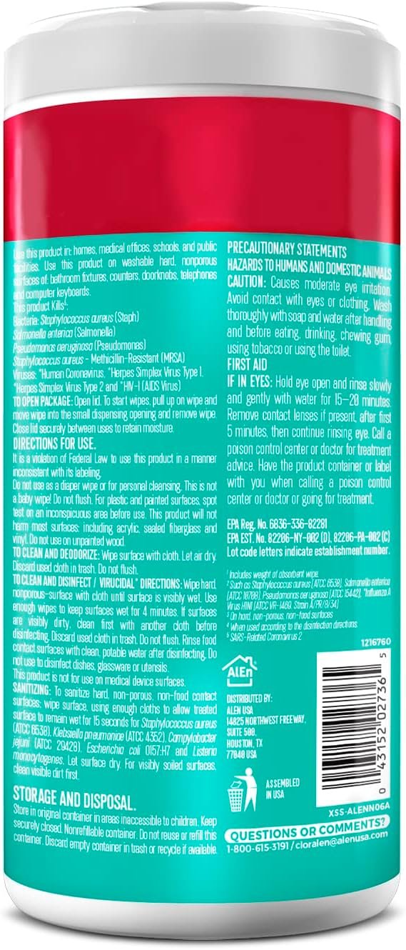 Cloralen Disinfectant Multipurpose EPA Wipes 35 count 3/packs (2759) - Image 8