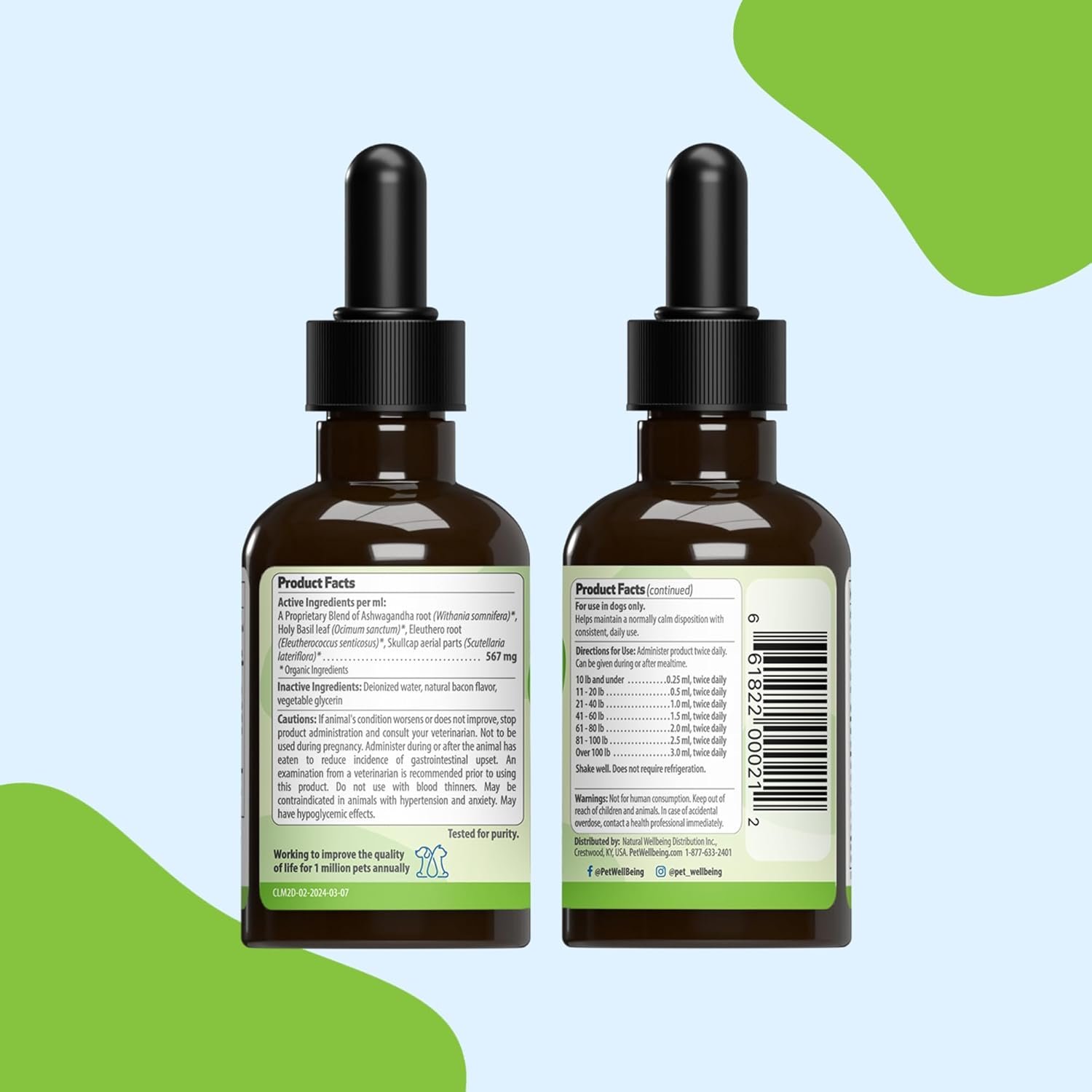 Pet Wellbeing Calming Care for Dogs - Calm Support, Relaxed Nervous System, Emotional Balance, Adaptogens, Ashwagandha, Holy Basil - Veterinarian-Formulated Herbal Supplement 2 fl oz (59 ml) - Image 7
